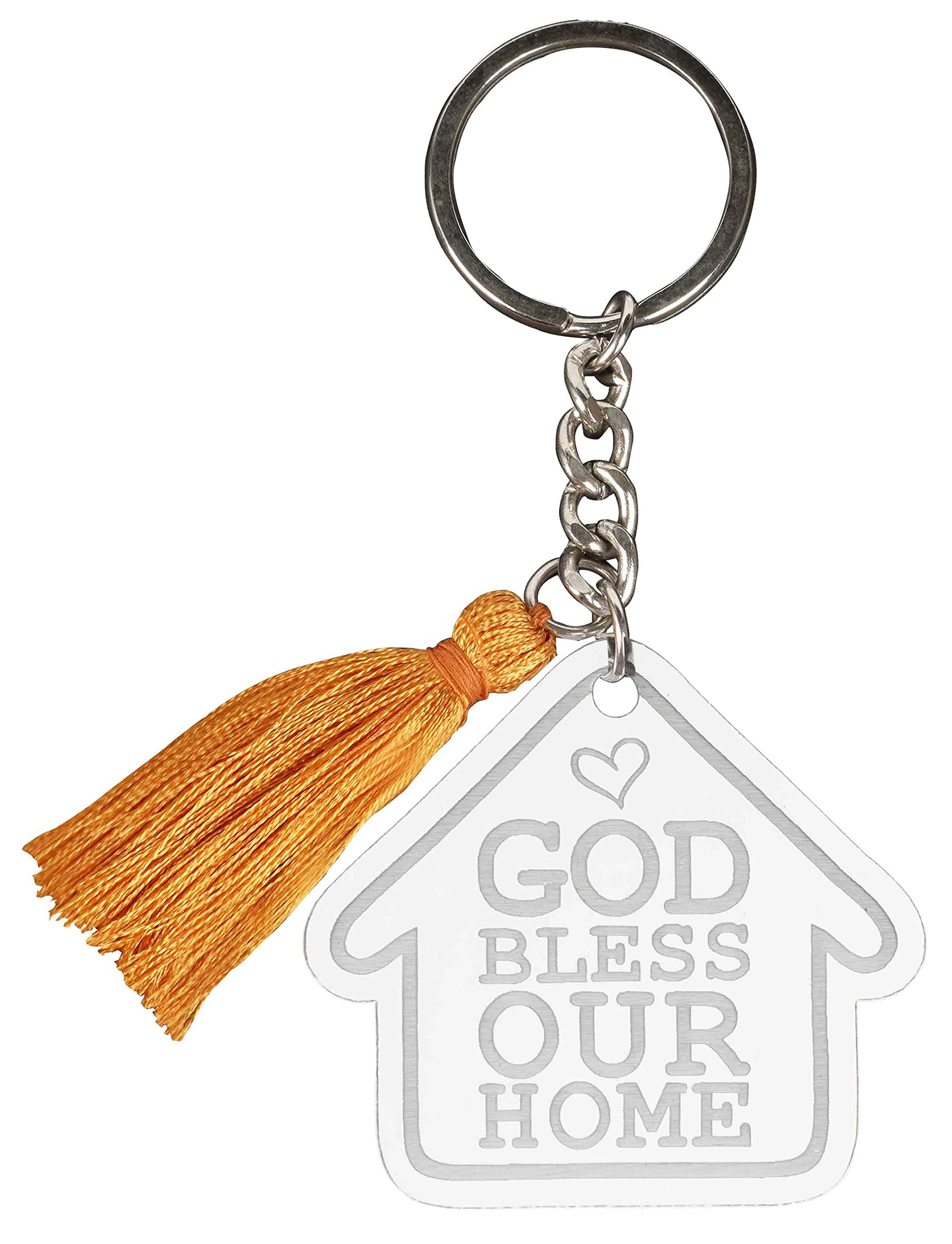 God Bless Our Home Acrylic Engraved Keychain - Housewarming Gift for New Homeowners - Perfect for Housewarming Parties, New Home Gifts & Welcome Presents