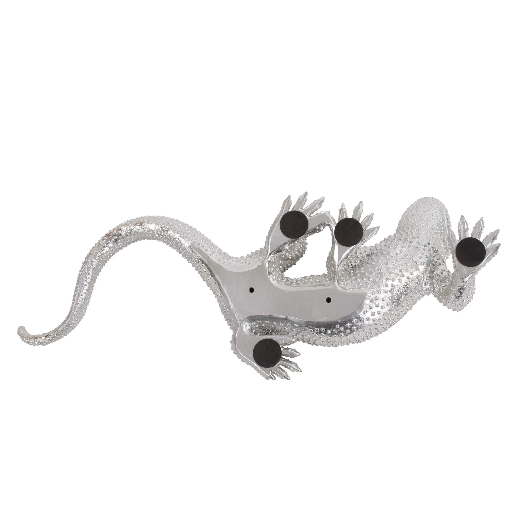 Howard Elliott Decorative Lizard Figurine - Abstract Animal Sculpture in Textured Nickel Finish, 34 x 12 x 9 Inches - Modern Home & Office Decor for Living Room, Garden, Bookshelf or Desk Display