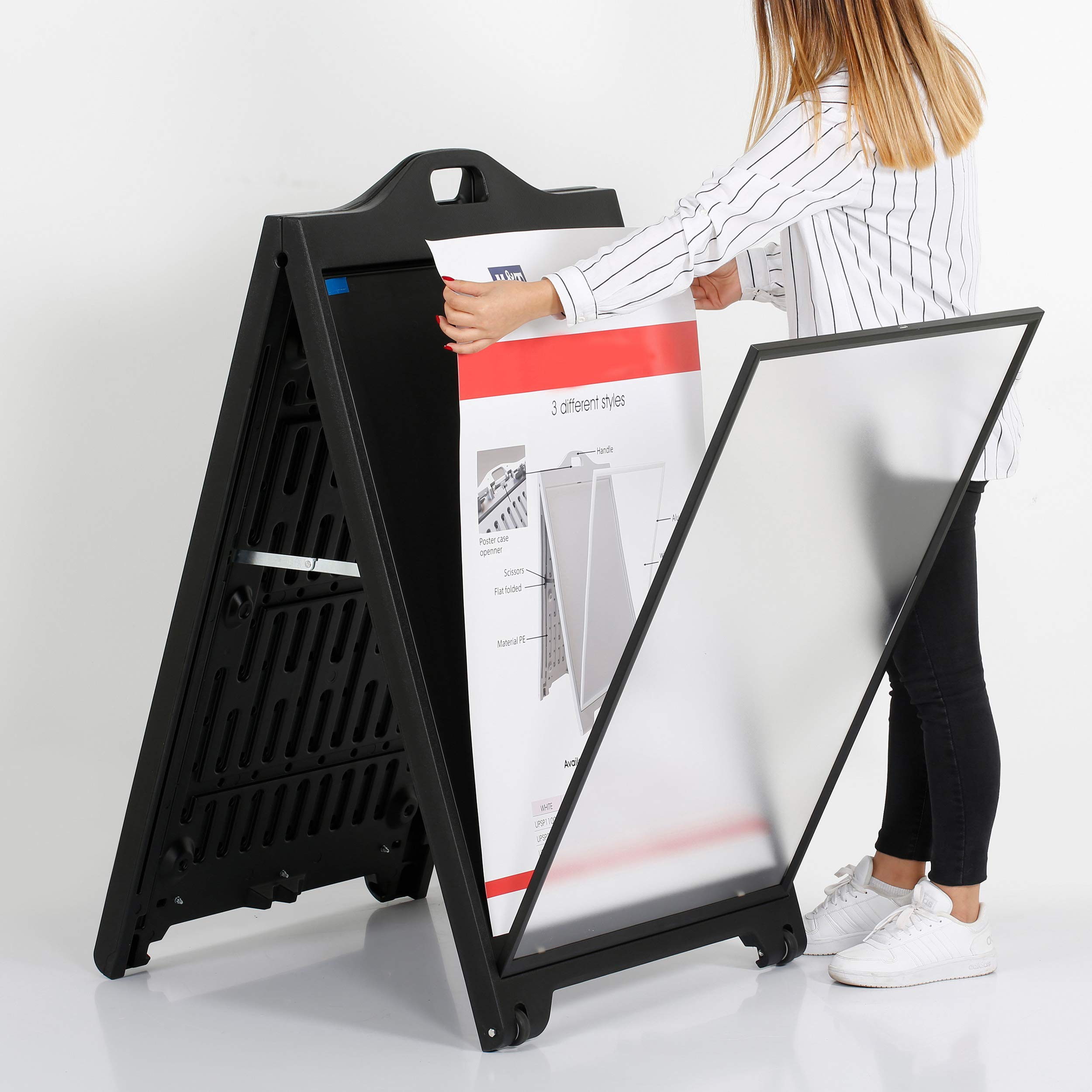 Double-Sided 24x36 Inch A-Frame Sandwich Board Sign with Lens Cover - Portable Sidewalk Menu Display for Restaurants & Cafes (2 Pack) | Ideal for Outdoor Advertising, Events & Promotions