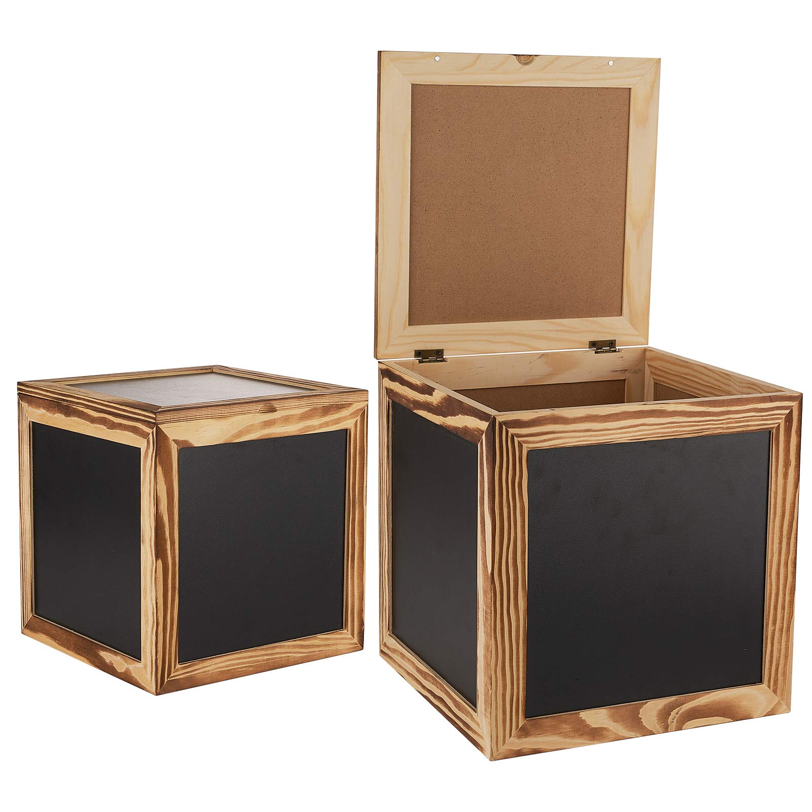Set of 2 Rustic Wooden Storage Boxes with Chalkboard Paint (7.9