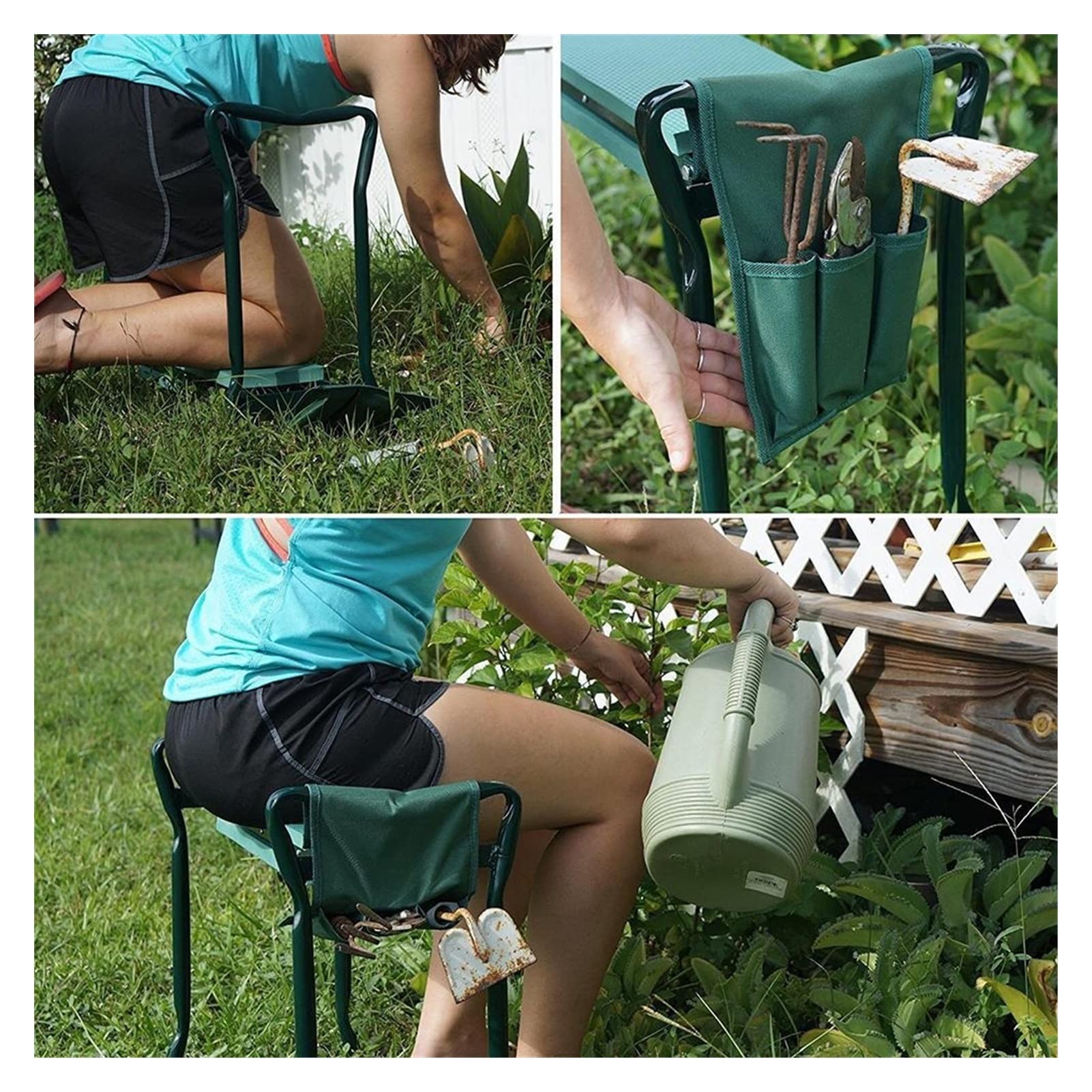**Foldable Stainless Steel Garden Kneeler Pad & Seat with Cushion - Portable Gardening Stool with Carrying Bag for Outdoor Planting, Weeding, and Landscaping (Color: C)**