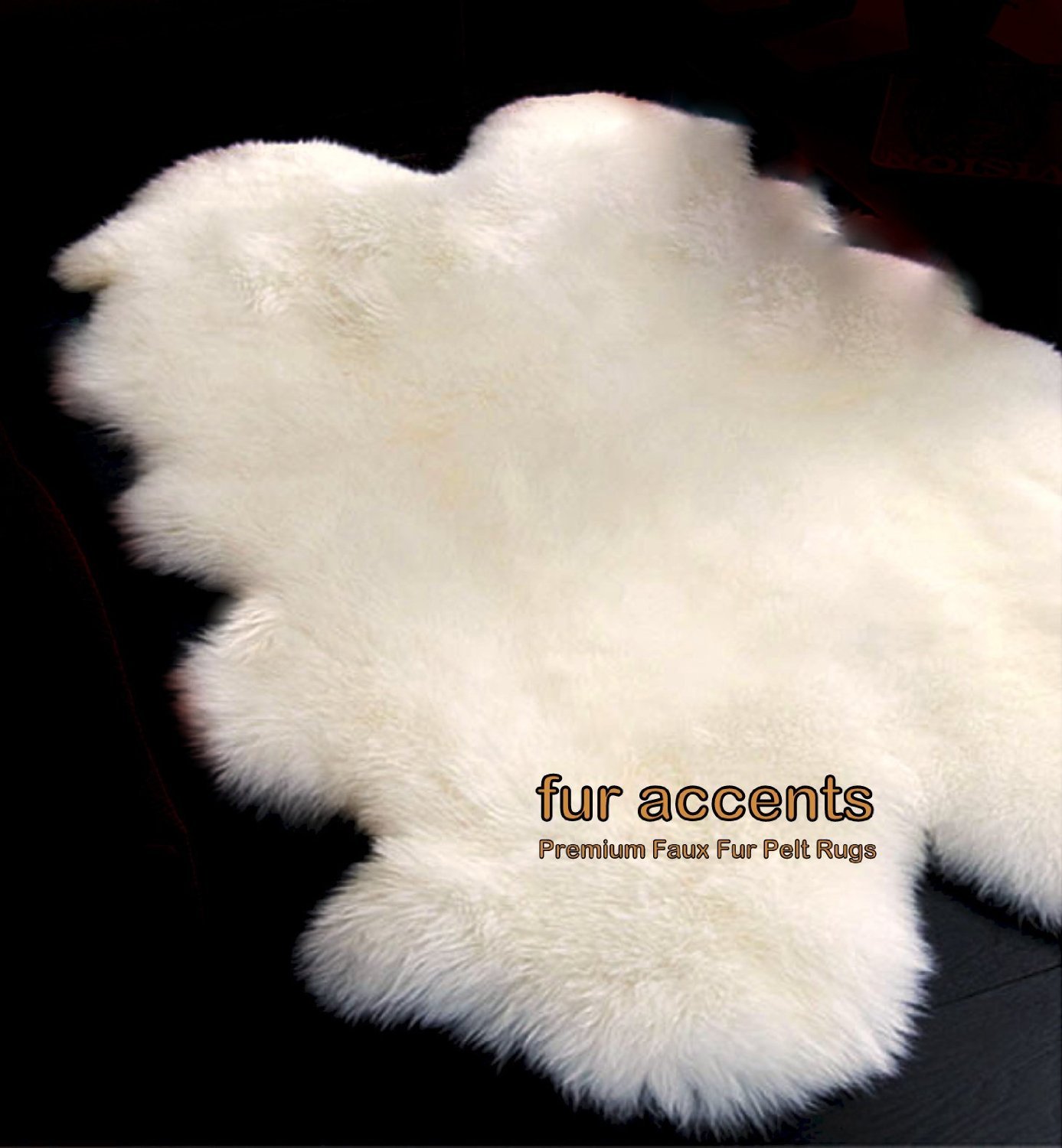 Luxury Shaggy Faux Sheepskin Area Rug - Soft Ultra Suede Backing, White, Quatro Shape 5'x7' - Perfect for Living Room, Bedroom & Nursery Decor