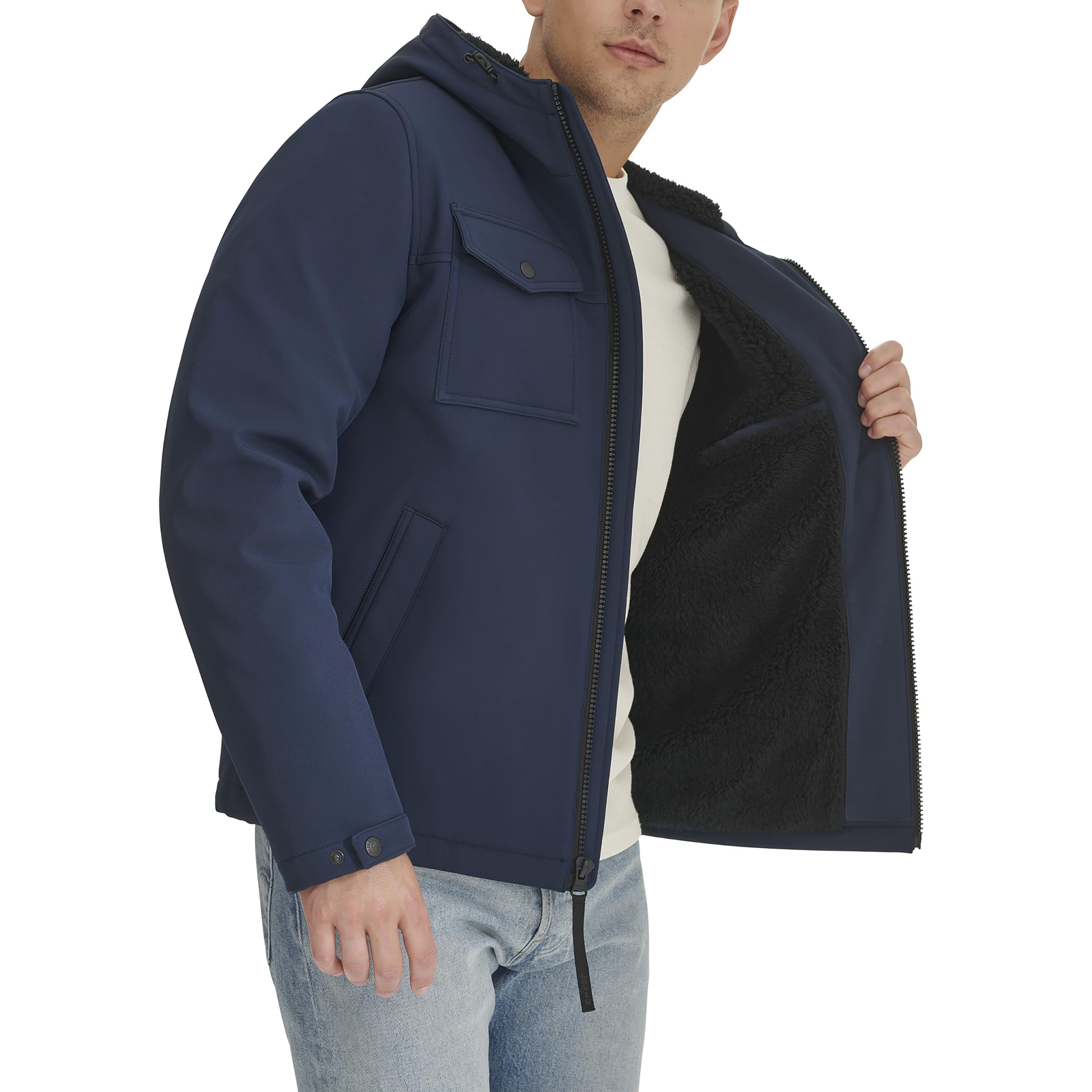Levi's Men's Soft Shell Hooded Storm Coat - Waterproof Windbreaker Jacket for Outdoor Activities (Regular, Big & Tall Sizes) - Perfect for Hiking, Camping & Winter Wear