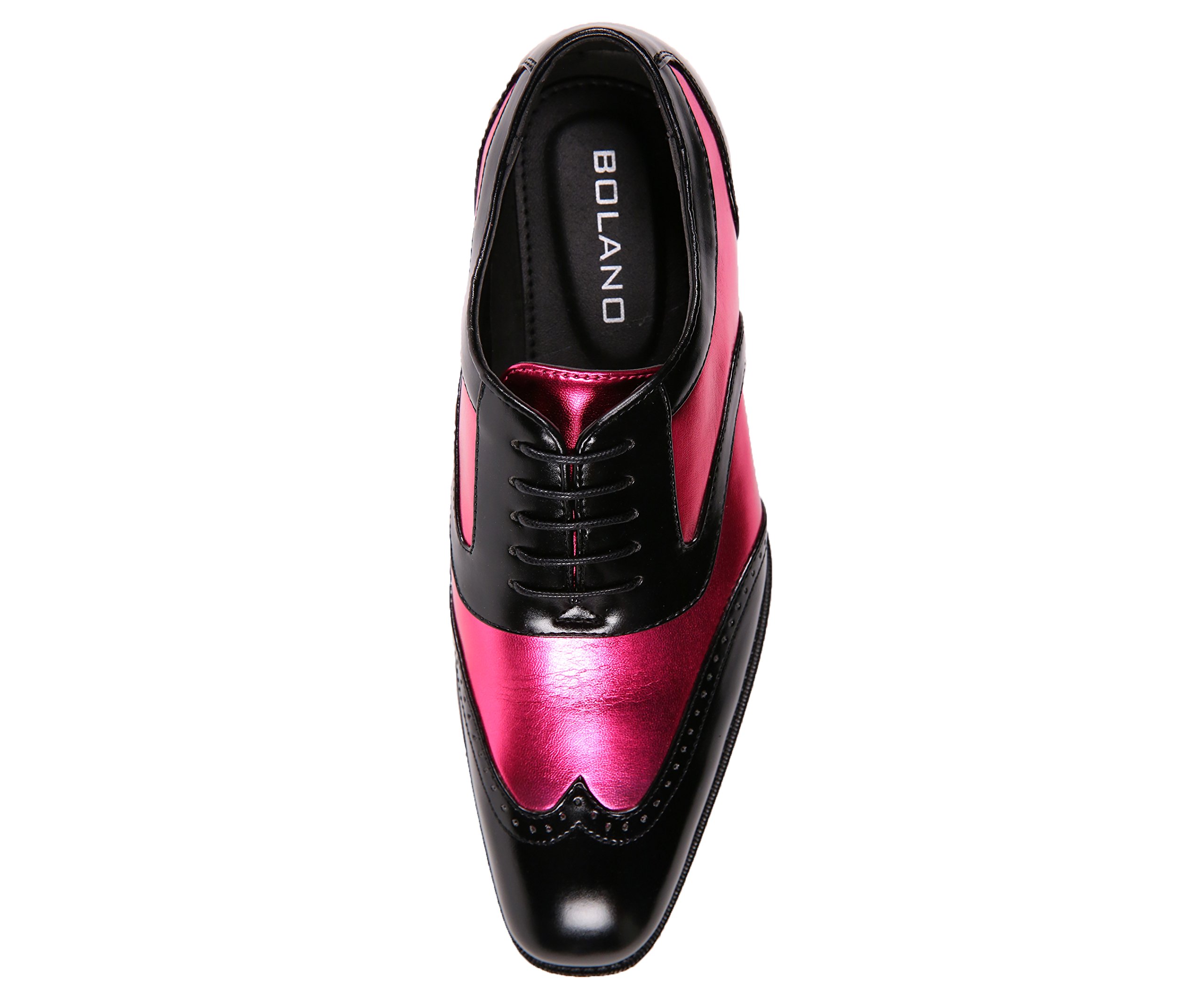 Bolano Lawson Men's Wingtip Oxford Dress Shoes | Two-Tone Shiny Metallic Formal Tuxedo Shoes for Weddings, Business & Special Occasions