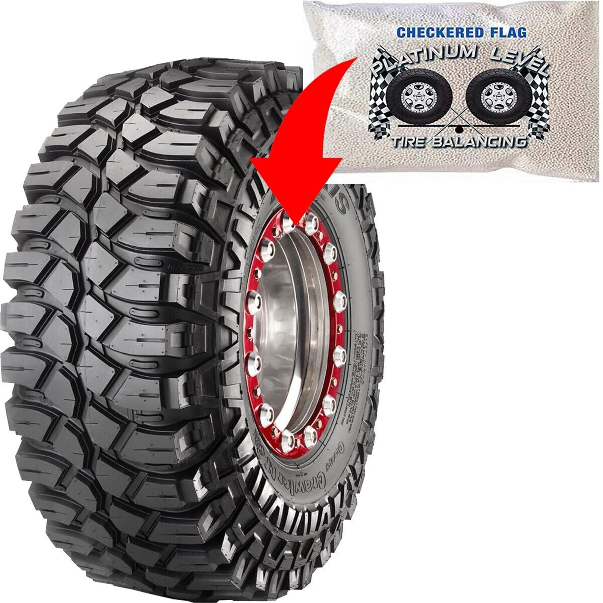 16oz Tire Balancing Beads (12-Pack) - Centrifugal Force Wheel Weights for Semi Trucks, Off-Road Vehicles & Trailers - Includes (12) Valve Cores & Caps (Total 192oz Bulk) - Perfect for Smoother Rides on Highways & Rough Terrains
