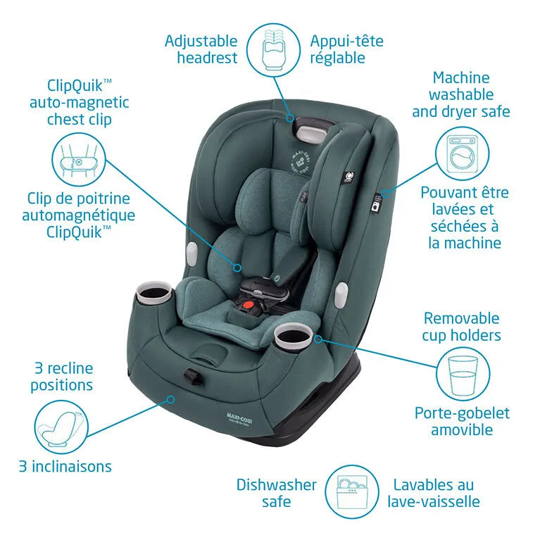 Pria 3-in-1 Convertible Car Seat for Toddlers & Infants | Essential Green | Safe & Comfortable for Travel, School, and Family Road Trips