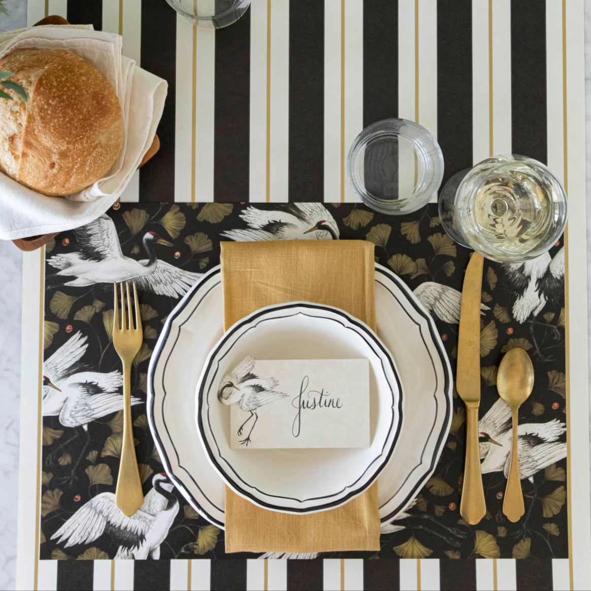Elegant Crane Dance Placemat Set - Non-Slip Table Mats for Dining, Home Decor & Party Use - Perfect for Everyday Meals, Special Occasions & Asian-Themed Decor