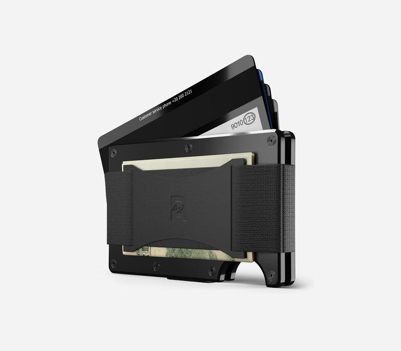 Slim Royal Black Aluminum Minimalist Wallet with Cash Strap - RFID Blocking Front Pocket Wallet for Men, Perfect for Travel & Everyday Carry