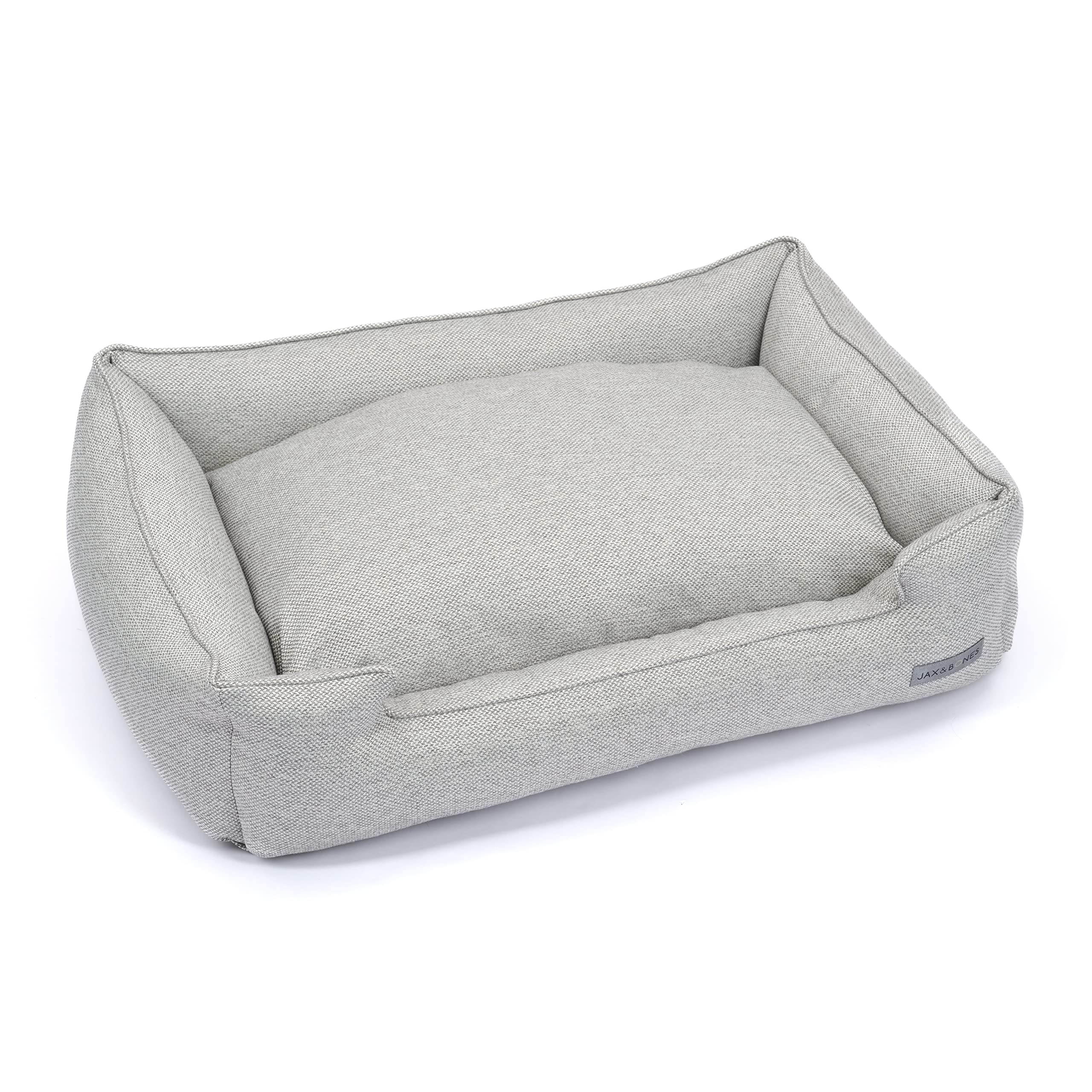 Jax & Bones Machine Washable Dog Bed with Heavy Duty Bolstered Sides - Medium Grey Pet Mat (32