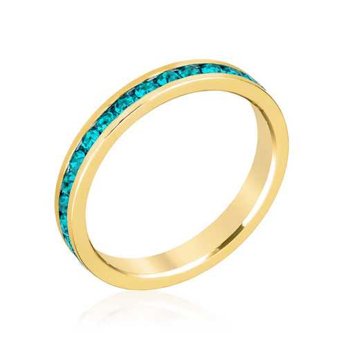 Elegant Stackable Turquoise Crystal Gold Ring for Women - Perfect for Everyday Wear, Gift Giving & Special Occasions