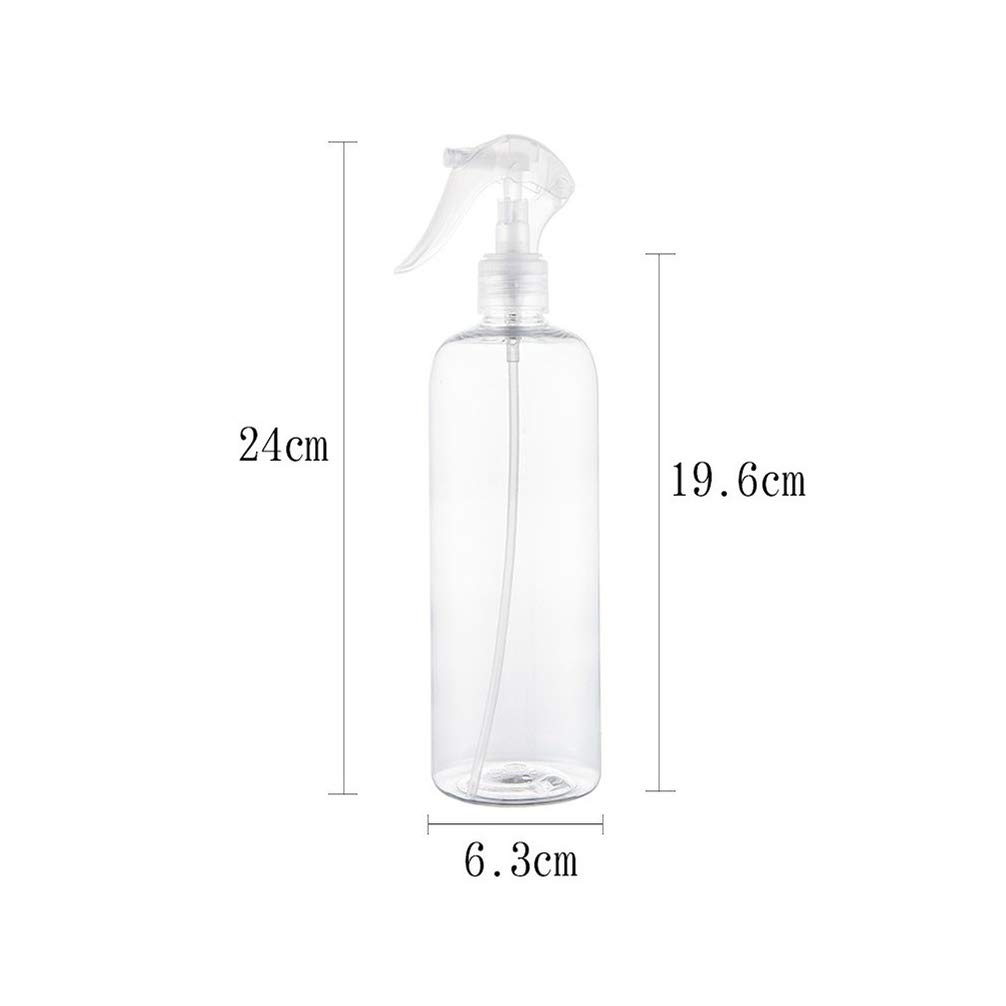 Hemoton 3-Pack 500ml Empty Plastic Spray Bottles with Fine Mist Nozzle - Clear Refillable Water Sprayer for Hair, Plants, Skincare & Home Cleaning | Perfect for Misting Plants, Styling Hair, Applying Toner & Household Cleaning