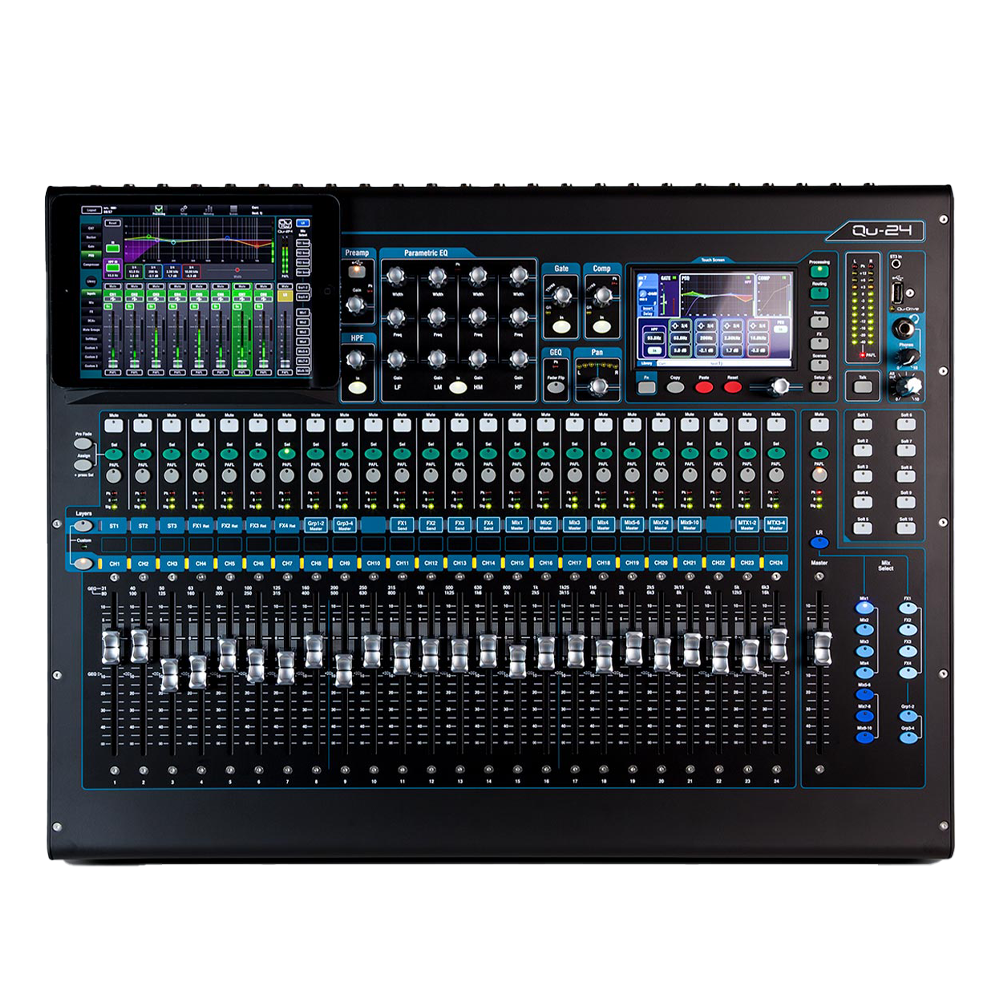 24-Port Professional Digital Mixer - High-Quality Audio Mixing Console for Live Sound & Studio Recording | Perfect for DJs, Bands, and Music Producers