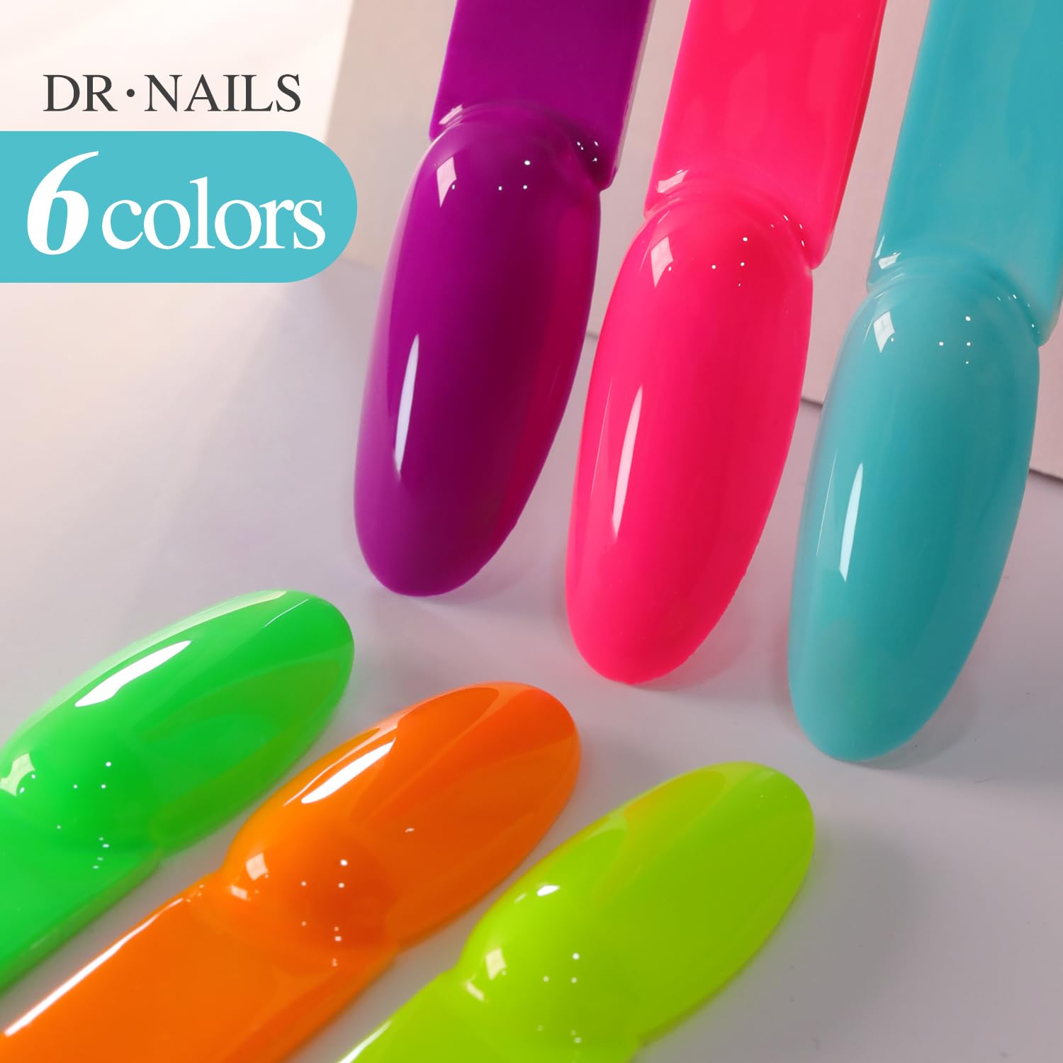 6 Colors Double Rhythm Gel Nail Polish Set - Pastel Milky Nail Starter Kit for DIY Salon & Home Manicure (Neon Pink, Blue, Green, Yellow, Purple, Orange) - Perfect for Spring Nails, Bridal Party, Girls Night Out & Nail Art Designs