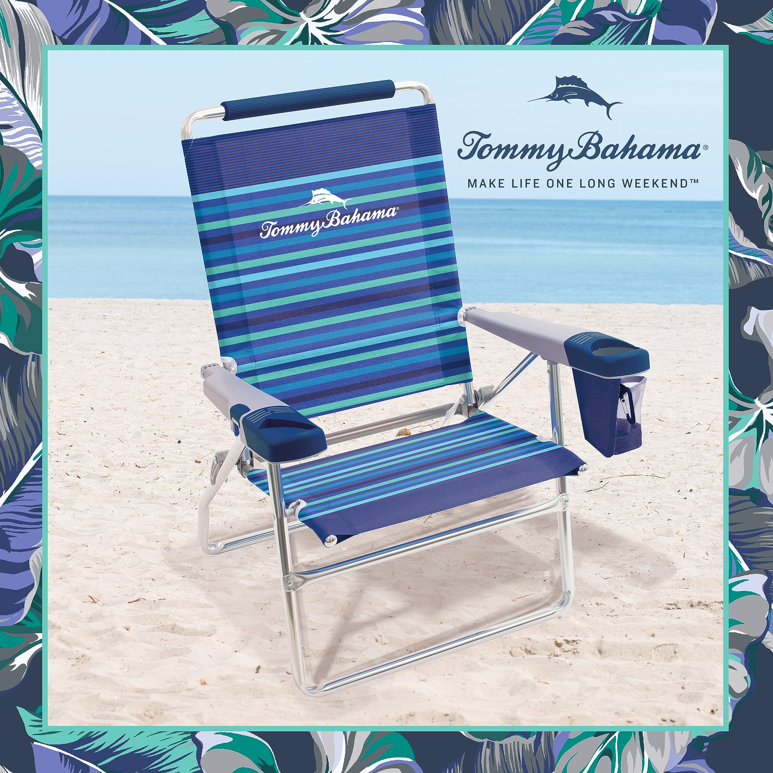 Tommy Bahama 2-Pack Highboy 4-Position Adjustable Beach Chairs with 15
