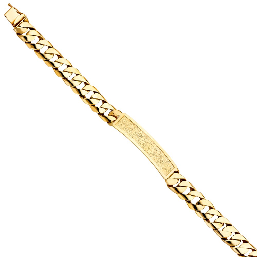 14K Yellow Gold Cuban Link ID Bracelet - 8.5