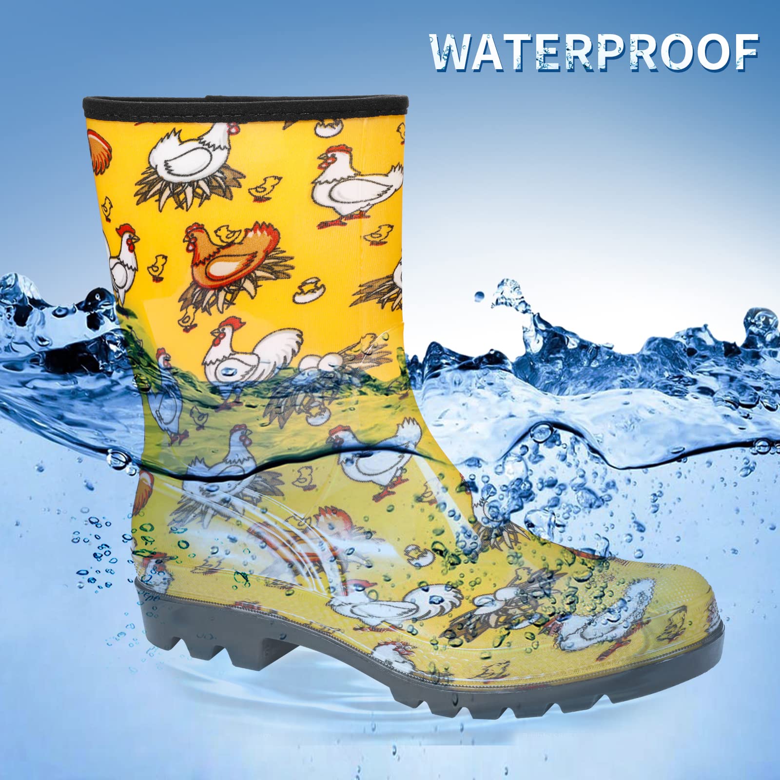 Waterproof Women's Rain Boots - Lightweight, Warm & Comfortable for Gardening & Outdoor