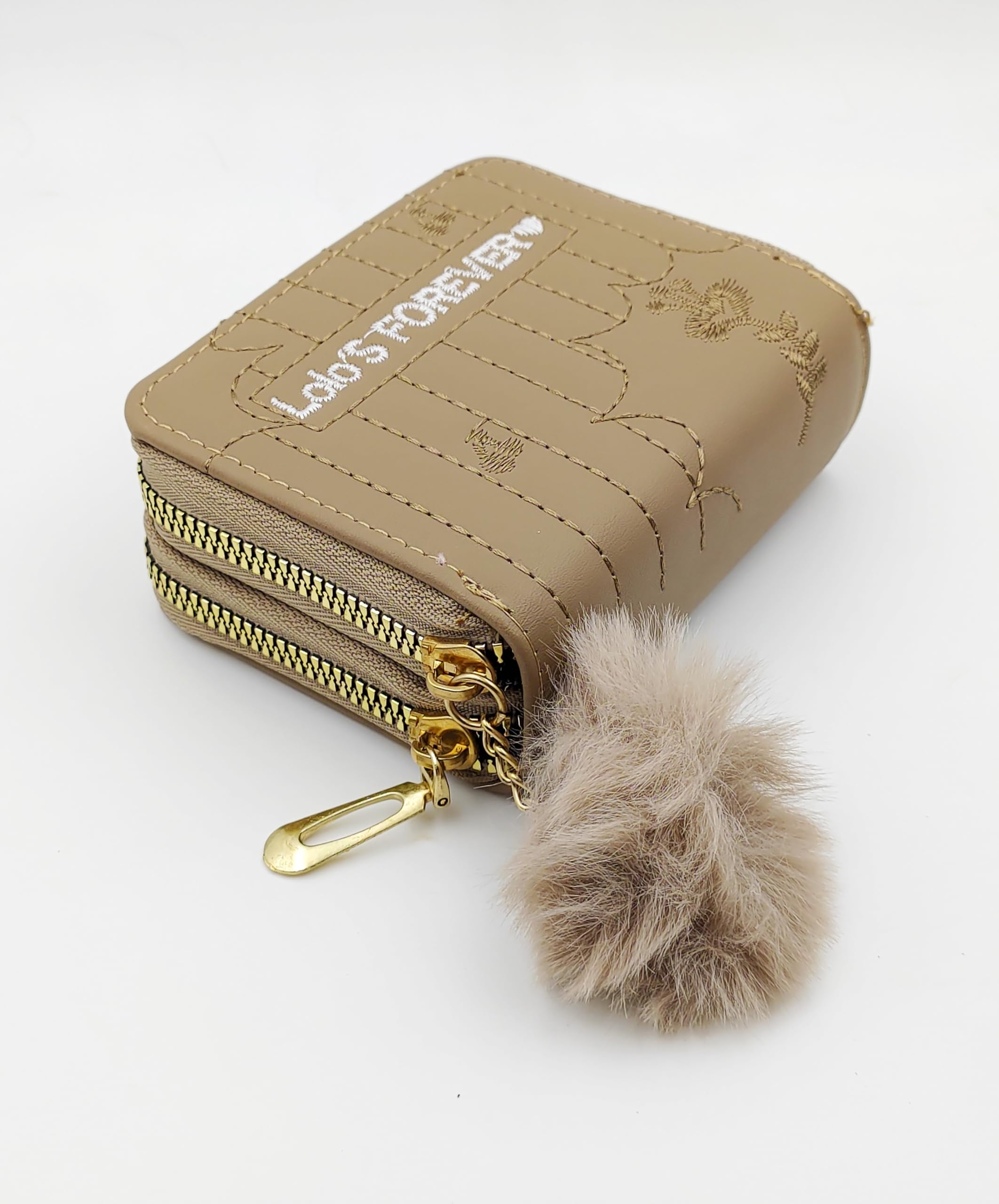 Stylish Women's Small Wallet - Slim Credit Card Holder & Coin Purse with Secure Zipper - Cute Mini Wallet for Girls and Women (Beige) | Perfect for Everyday Use, Travel, and Gift Giving