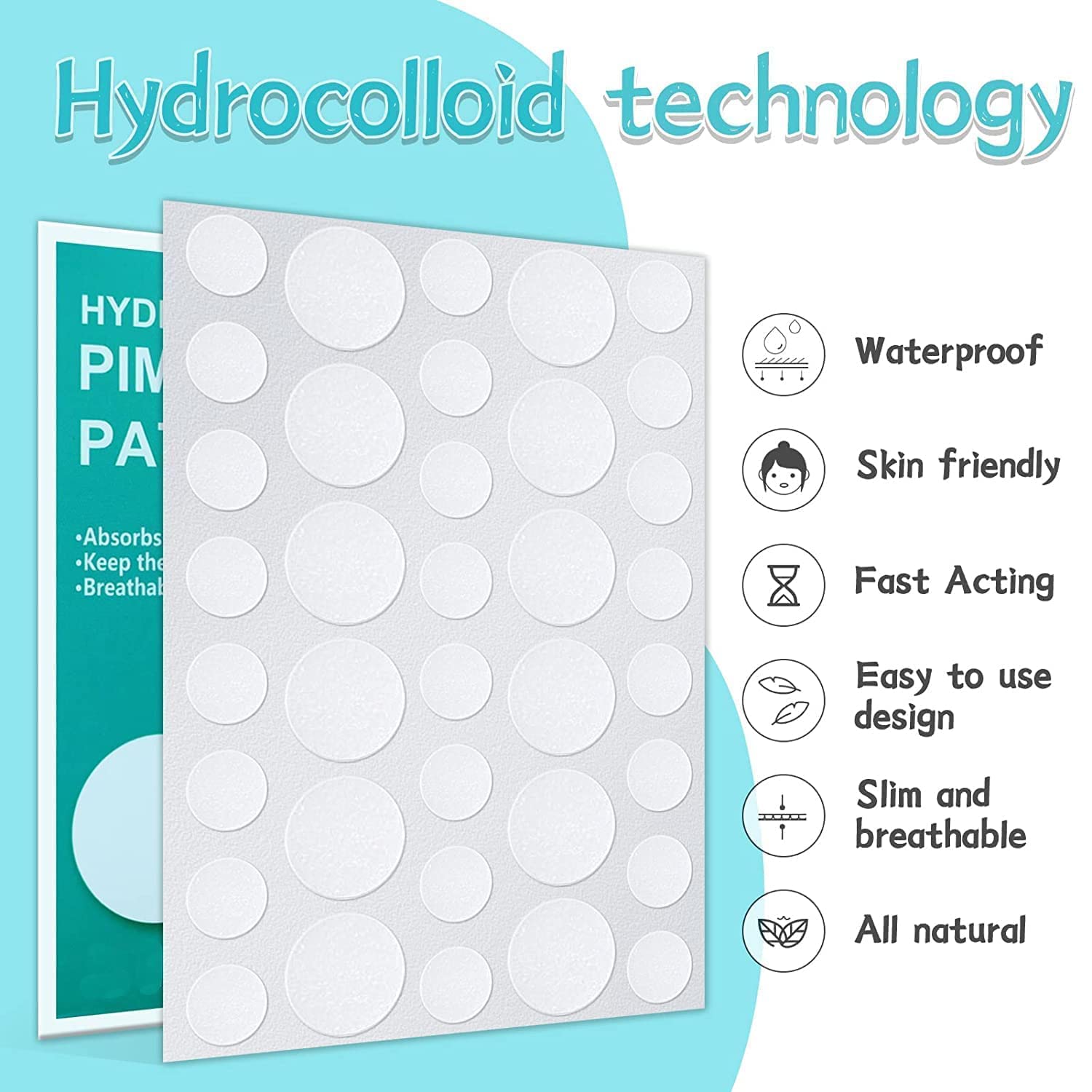 WENGONVILA Acne Pimple Patch - Invisible Hydrocolloid Facial Stickers for Zits & Blemishes (36 Count) - Clear Spot Treatment for Day & Night Use, Perfect for School, Work & Travel