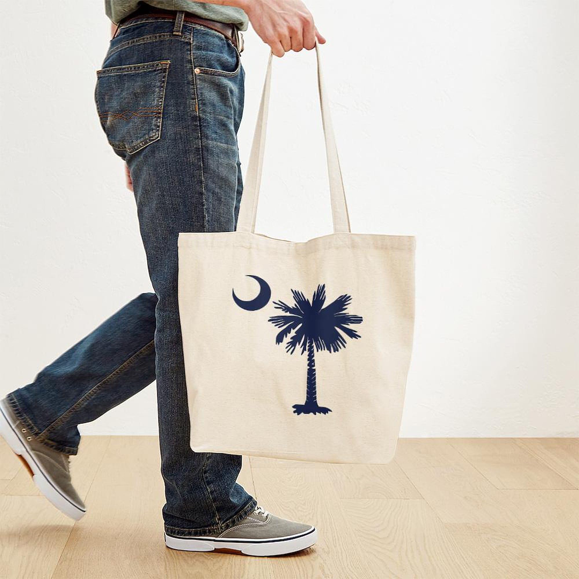 South Carolina Flag Tote Bag - Natural Canvas Reusable Shopping Bag for Groceries, Beach, Picnics & Daily Use | Durable & Eco-Friendly