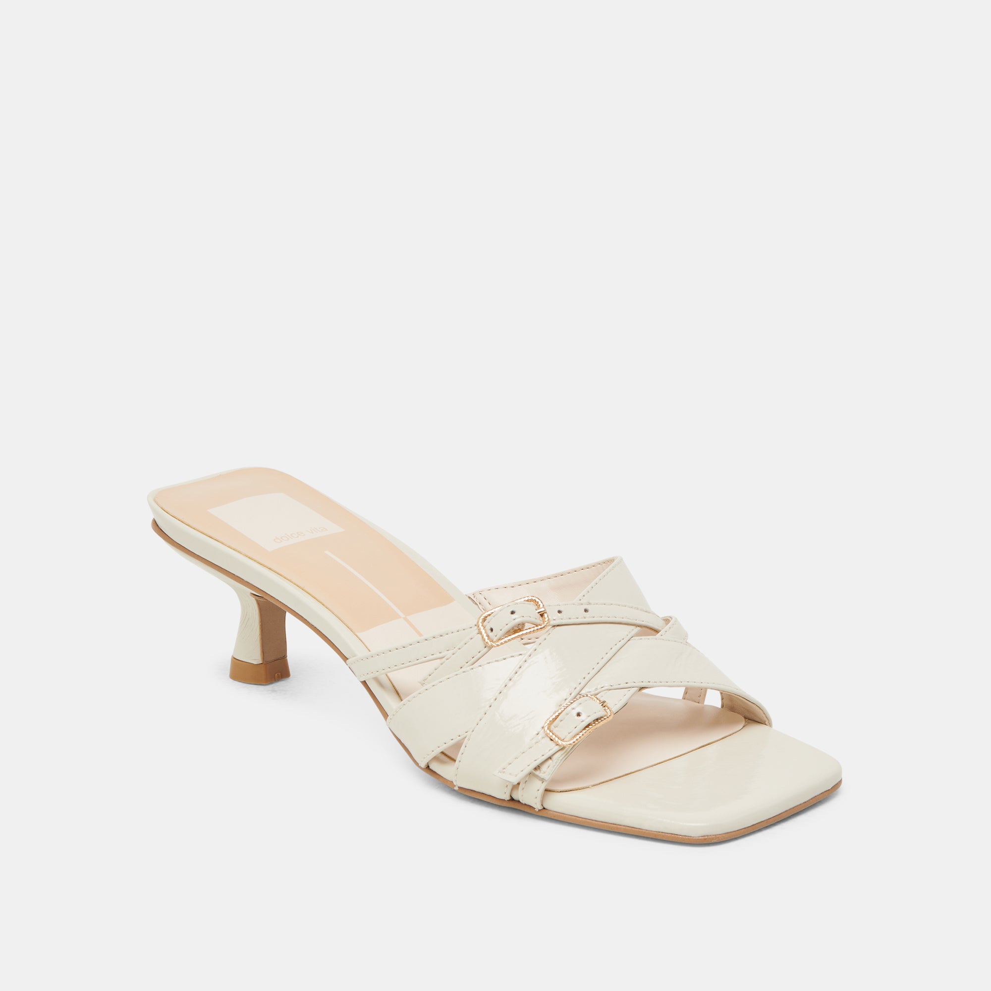 BRYANT Women's Ivory Crinkle Patent Leather High Heels - Elegant Dress Shoes for Weddings, Parties & Formal Events