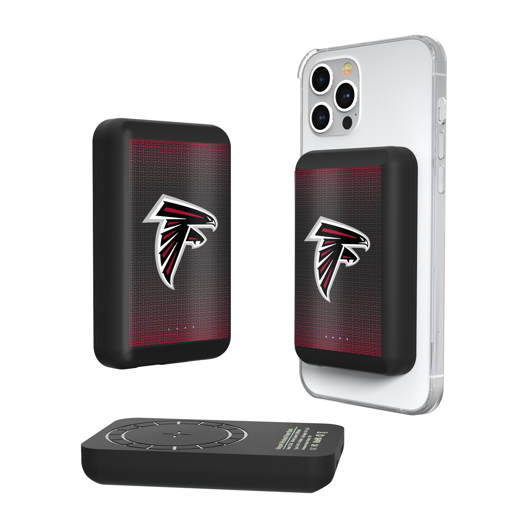 Atlanta Falcons NFL Team Logo 10000mAh Wireless Magnetic Power Bank - Portable Charger for iPhone, Android, Samsung - Perfect for Travel, Camping, and Game Day