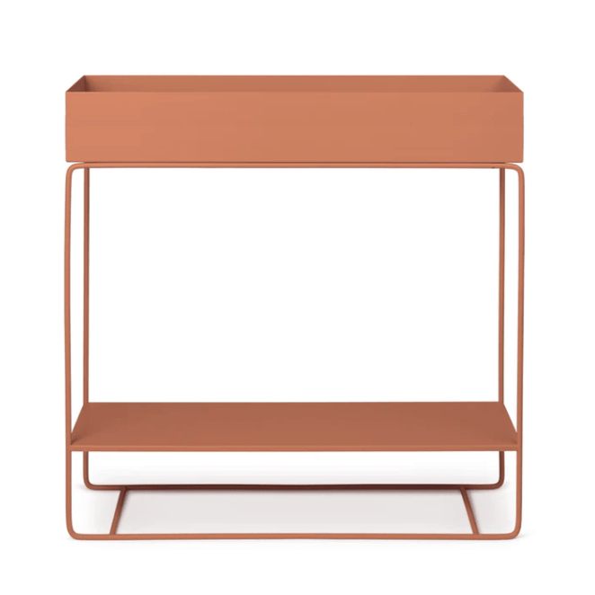 Rustic Metal Planter Console Table with Terracotta Finish - Perfect for Indoor/Outdoor Patio, Garden, and Home Decor