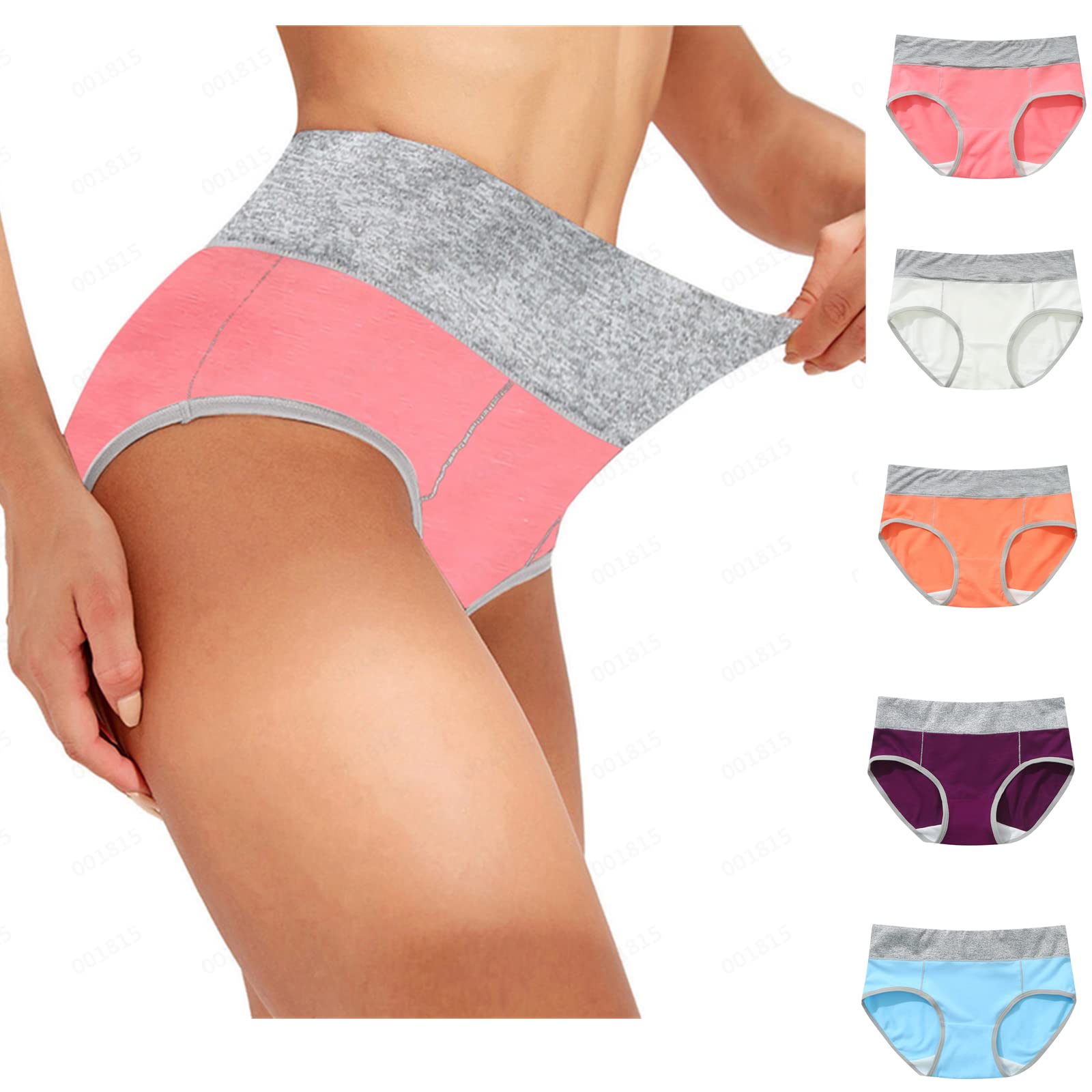 5 Pack Women's High Waisted Cotton Underwear - Full Coverage Seamless Bikini Panties Multipack for Everyday Comfort & Lounge Wear