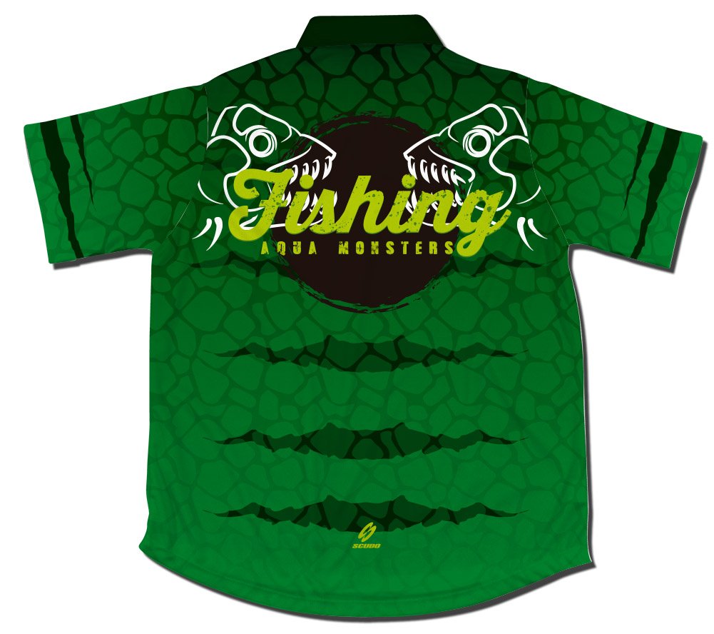 ScudoPro Aqua Monster Fishing Jersey - UV Protection Quick Dry Performance Shirt for Saltwater & Freshwater Fishing - Ideal for Bass, Trout, and Offshore Angling Adventures