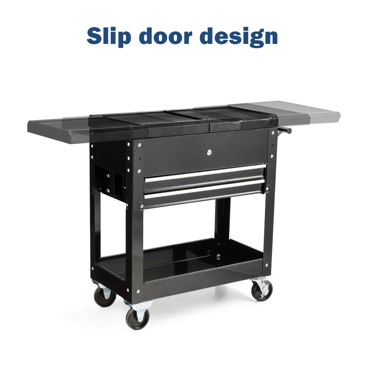 Heavy Duty 4-Tier Rolling Tool Cart with Lockable Drawers - Garage & Workshop Storage Organizer