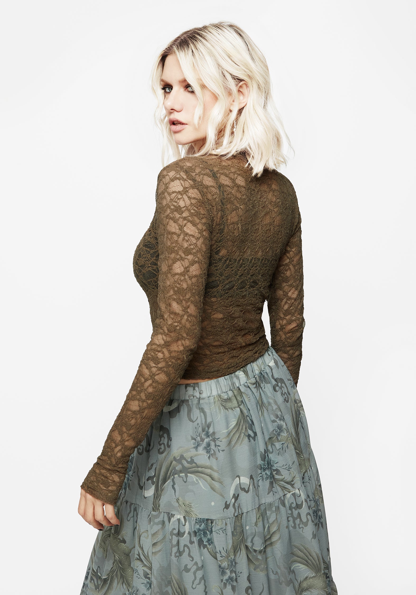 Elegant Myrtle Floral Lace Long Sleeve Blouse for Women - Perfect for Spring Weddings, Date Nights & Office Wear