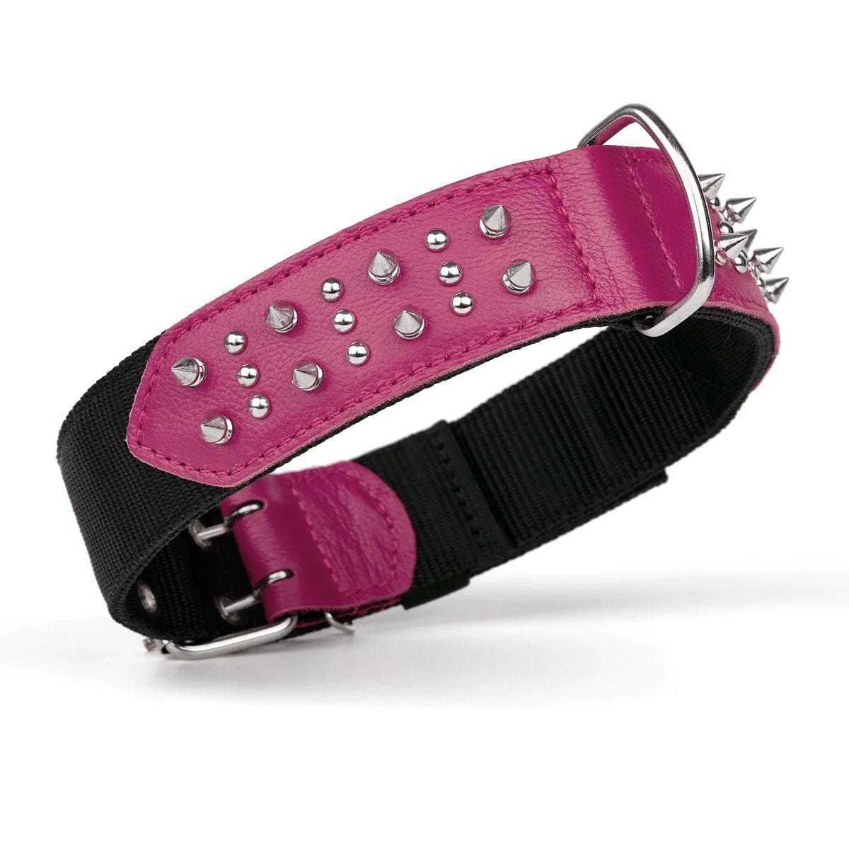 Spiked Leather Dog Collar for Large Dogs - Heavy Duty Studded Pet Collar for Training & Walking - Stylish & Durable for Pitbulls, German Shepherds (Black, Medium) - Perfect for Outdoor Adventures & Daily Walks