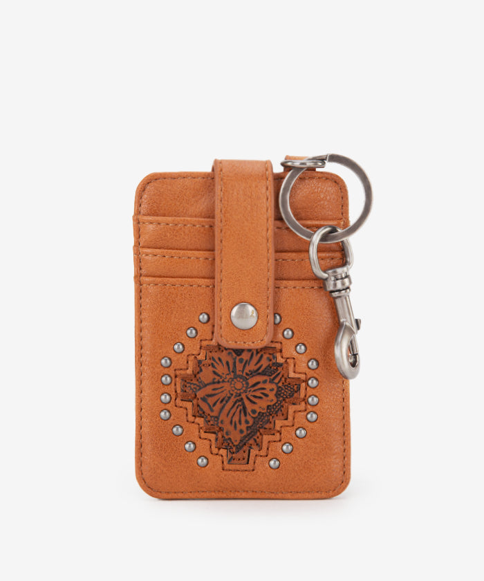 Montana West Genuine Leather Tooled Studded Card Holder - Slim Wallet for Credit Cards & ID - Perfect for Travel, Everyday Use & Gifts
