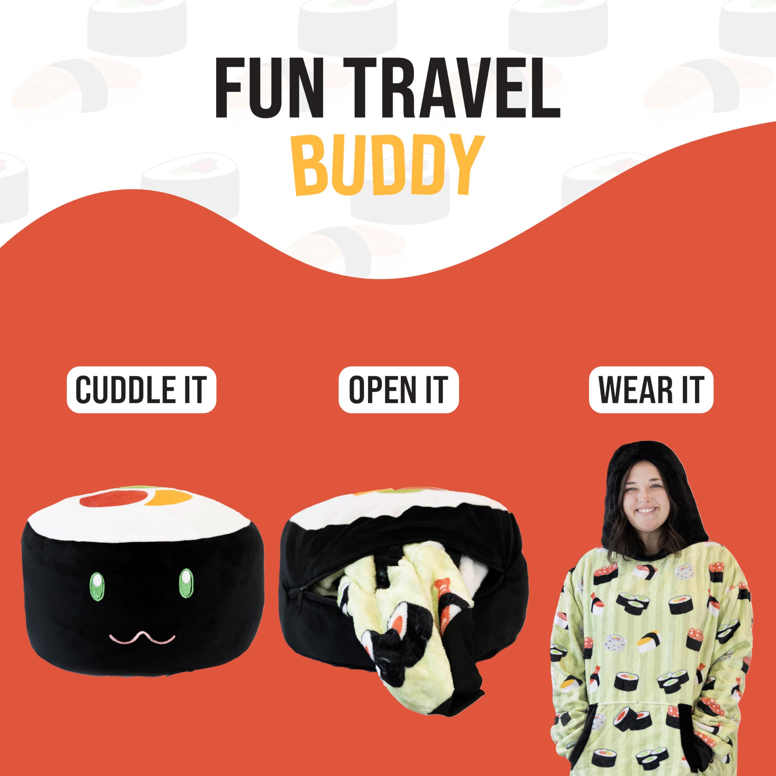 Plushible Wearable Blanket Hoodie for Adults - 2-in-1 Oversized Hoodie Blanket with Pillow & Long Sleeve Pocket - Soft Cozy Valentine's Gift for Women & Men - Perfect for Netflix Nights, Camping & Lounge Wear