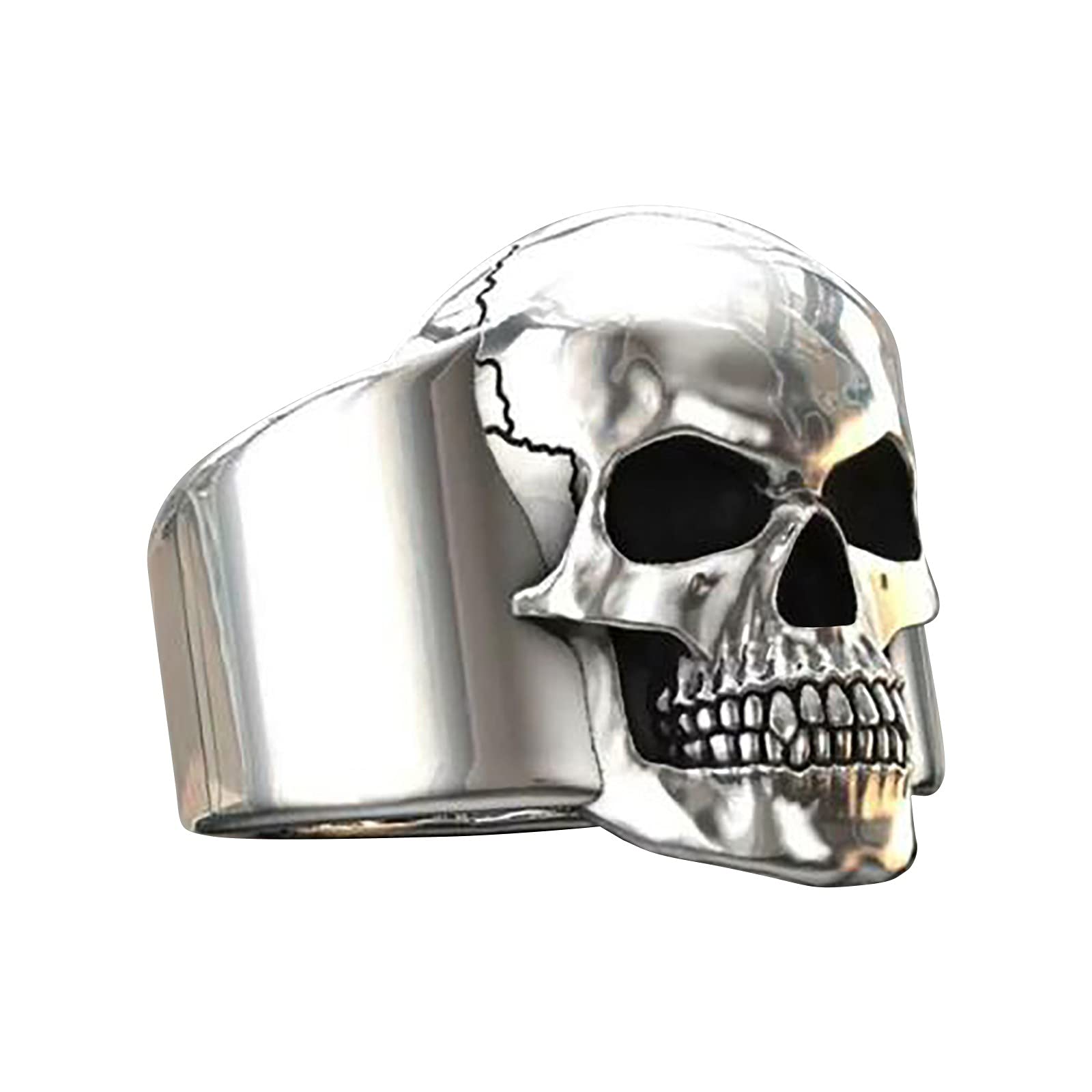 Stainless Steel Biker Band Gothic Motorcycle Ring for Men & Women - Chunky Silver Jewelry for Motorcycle Enthusiasts & Gothic Fashion Lovers - Perfect for Biker Gangs, Rock Concerts & Edgy Everyday Style