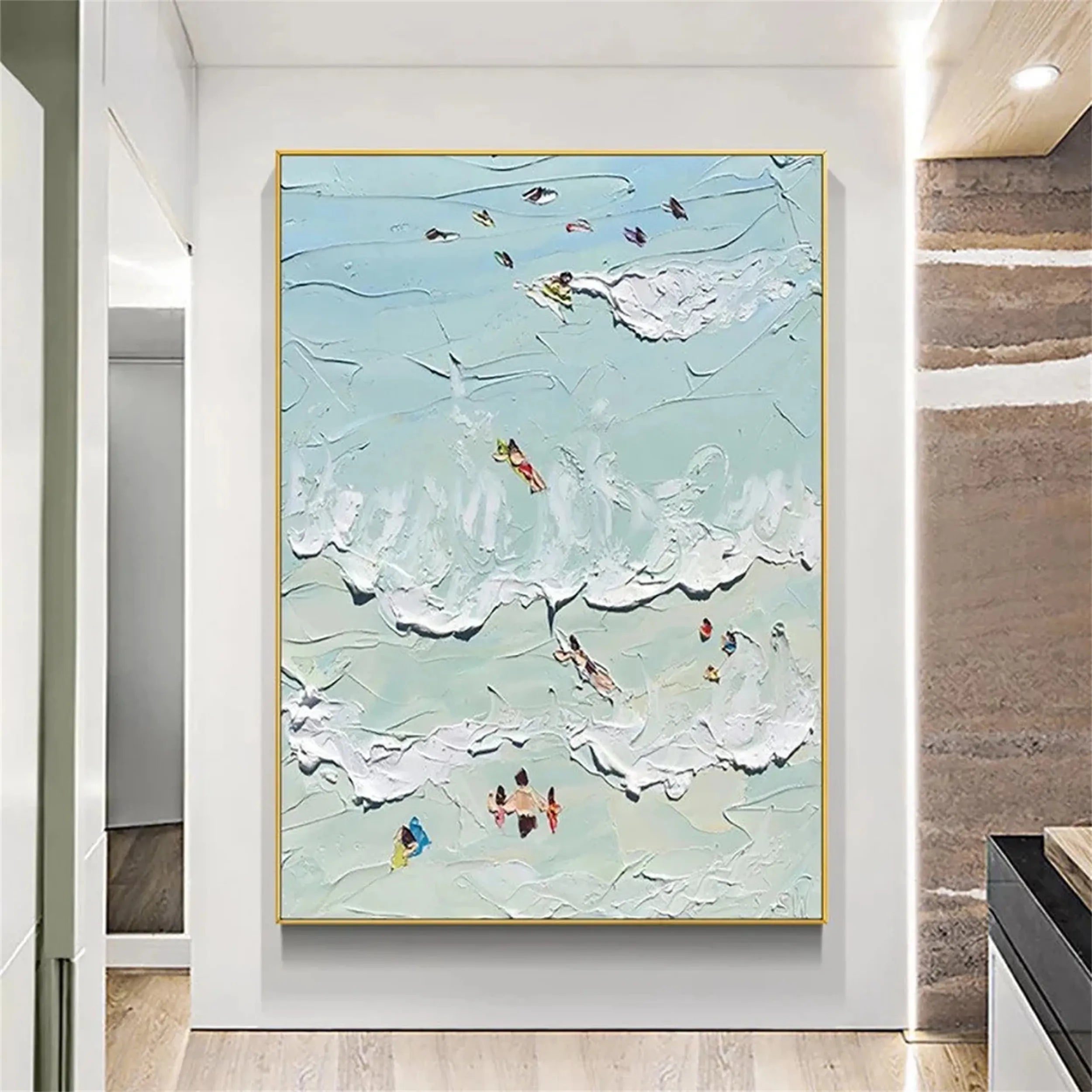 Seascape and Snowy Peak Painting #SP005 - Stunning Landscape Art for Home & Office Decor | Perfect for Living Room, Bedroom, or Gift