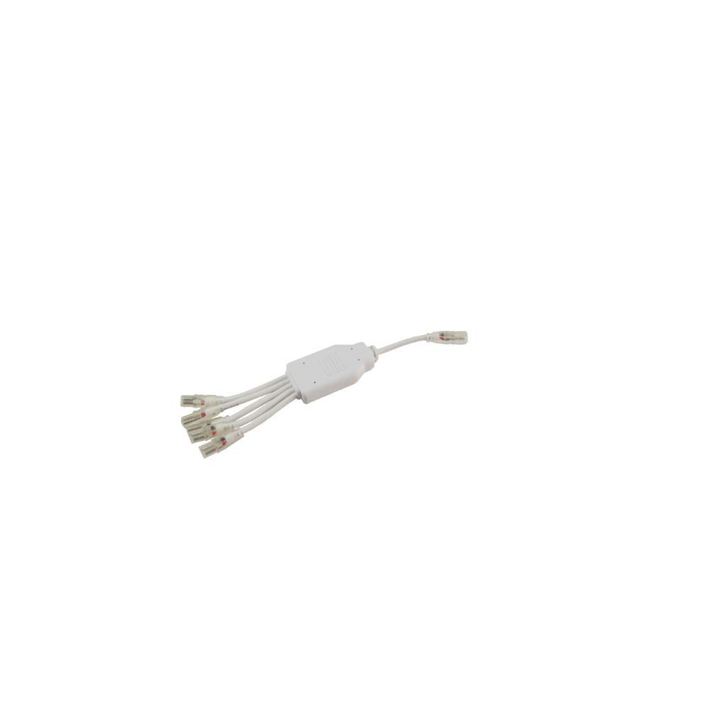 5-Way White PVC LED Wet Location Splitter Plug (10.5mm) - 5 Pack for Outdoor Landscape Lighting, Holiday Decorations & Pool Area Illumination