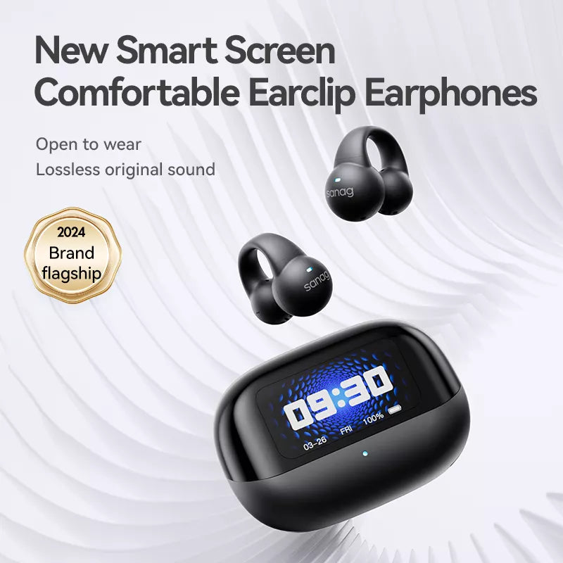 Sanag S2 Pro Wireless Bluetooth Ear Clip Headphones - Open Ear Air Conduction for Running, Cycling & Workouts - Sweatproof & Lightweight Design