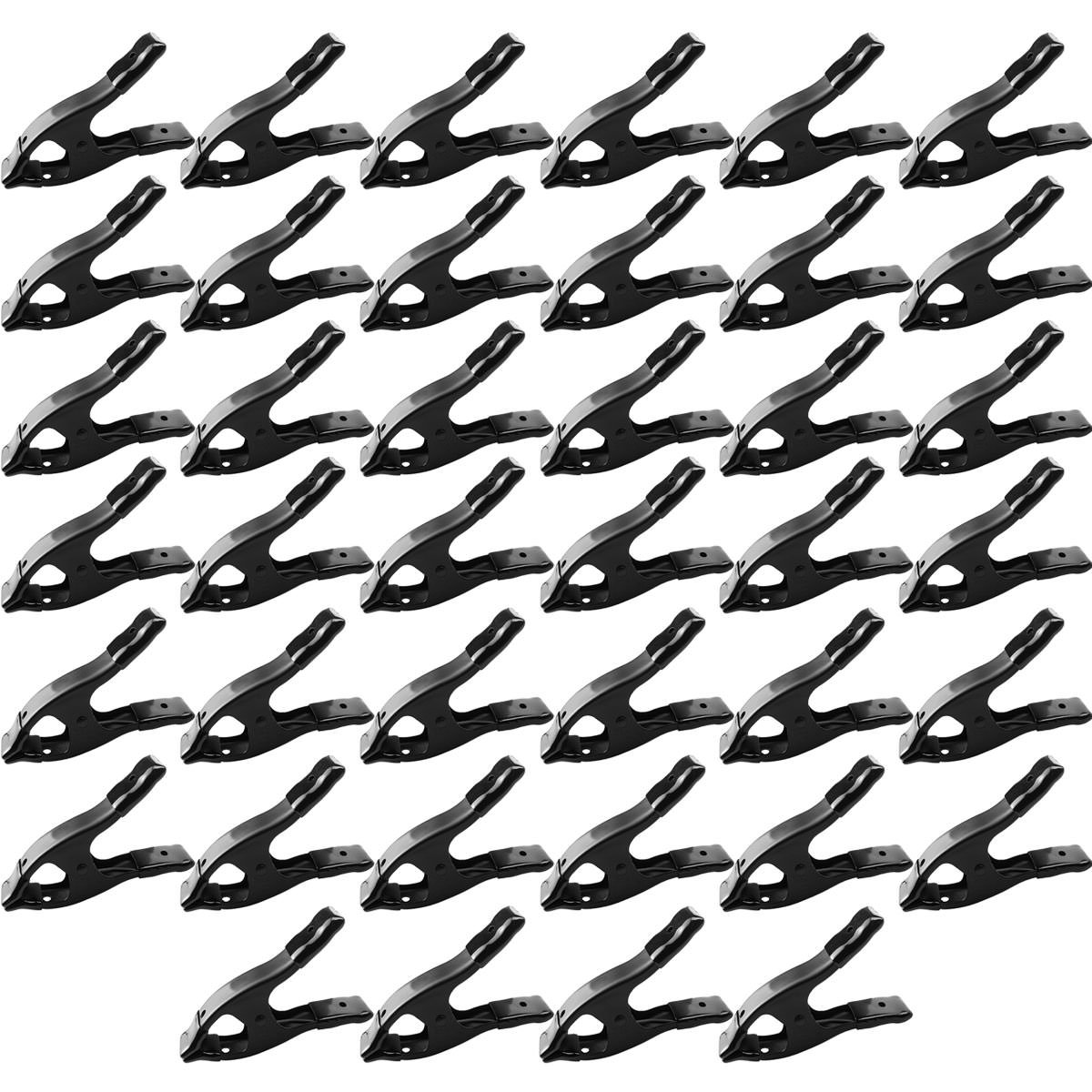 40 Pcs 2 Inch Spring Metal Clamps Bulk Set - Heavy Duty All Black Clips for DIY, Woodworking, Crafts, and Home Organization (Perfect for Pipe Clamping, Cable Management, and Workshop Use)