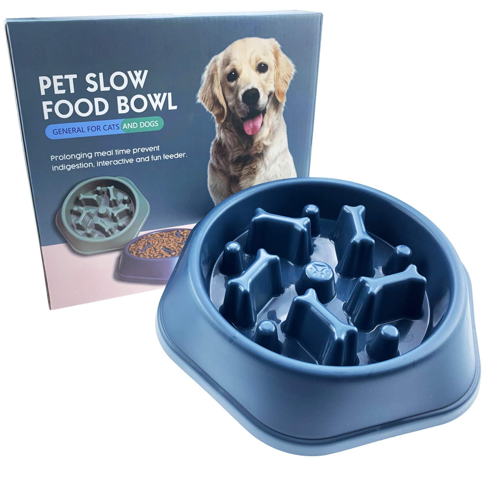 CAISHOW Slow Feeder Dog Bowl - Anti-Gulping Pet Food Dish for Healthy Eating, Bloat Prevention & Mental Stimulation - Non-Slip Interactive Design for Small & Medium Dogs - Perfect for Fast Eaters, Mealtime Enrichment & Portion Control