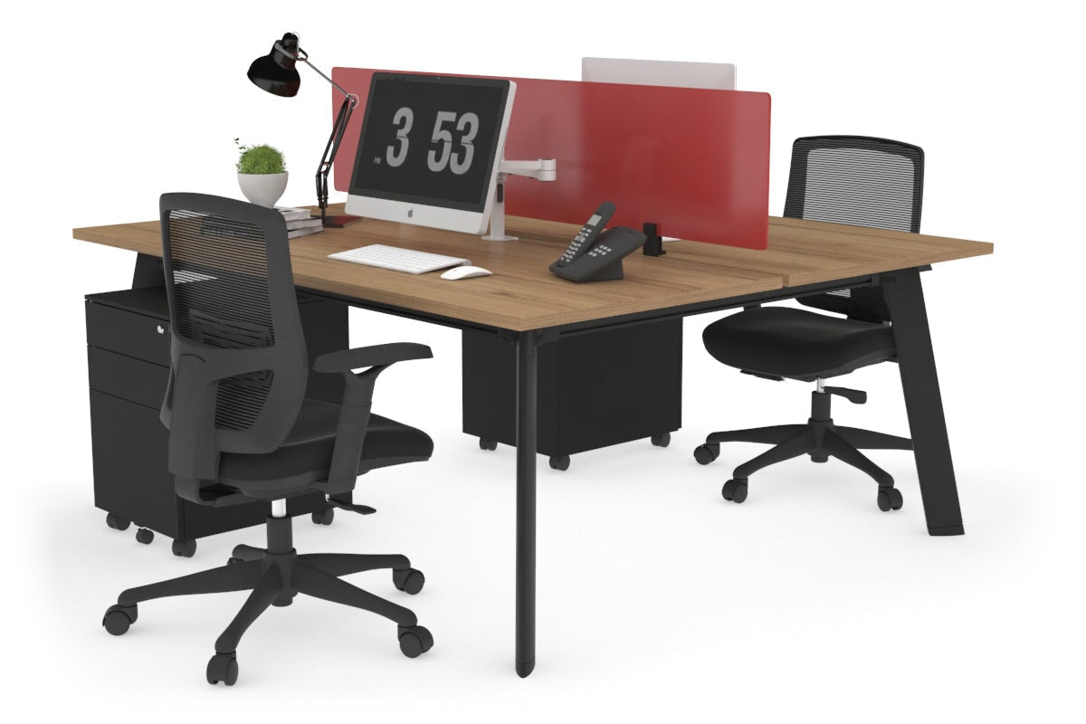 2 Person Workstation with Black Frame - 1200L x 800W Office Desk with Cable Management | Perfect for Home Office, Coworking Spaces & Small Business Teams