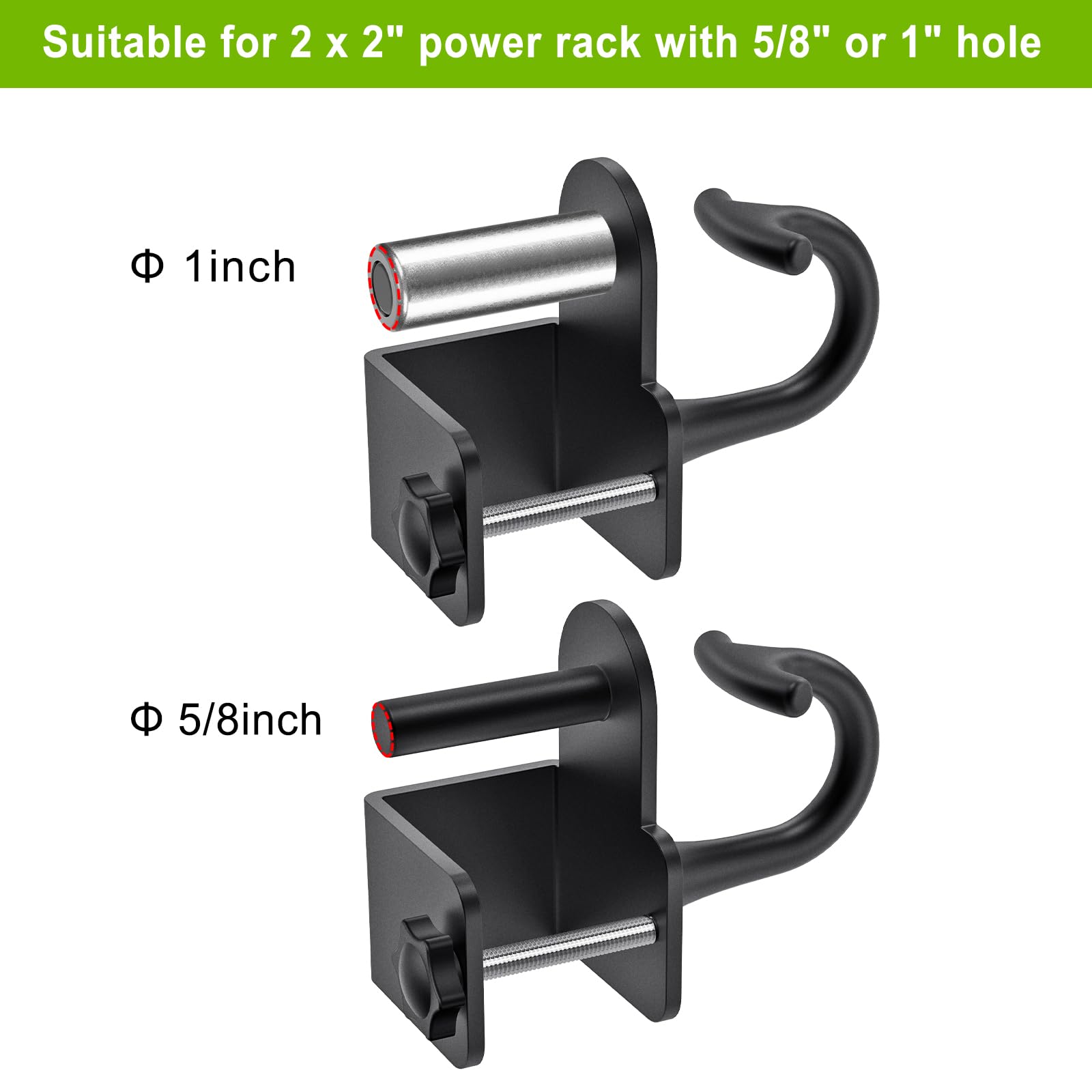 Kipika Heavy Duty Power Cage Squat Rack Accessories - 2 Pack Gym Hooks for Resistance Bands, Compatible with 5/8