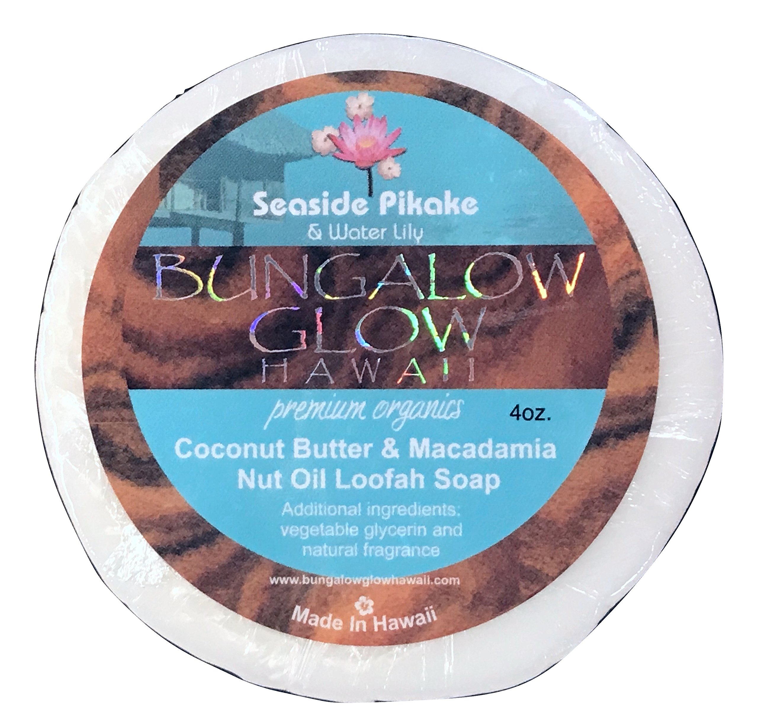 Premium Organic Coconut Butter Loofah Soap with Seaside Pikake Scent | Natural Exfoliating & Moisturizing Bar for Dry Skin | Perfect for Spa, Bath, and Gift Giving