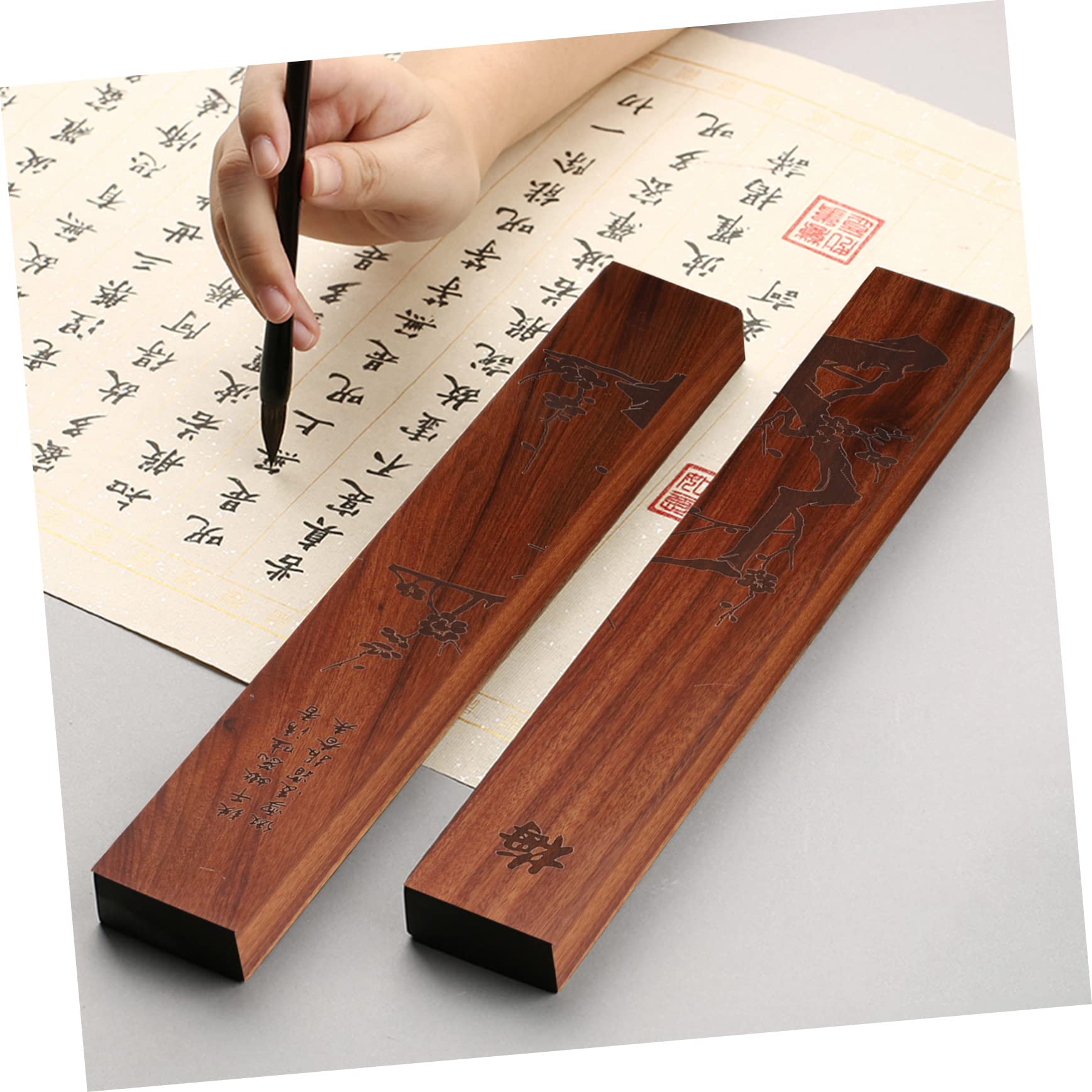 BESPORTBLE 4 Pcs Wooden Paperweights - Handcrafted Town Ruler Painting Design for Drawing, Catalpa Wood Paper Holders - Perfect for Office Desk Decor, Artist Studio & Home Decoration