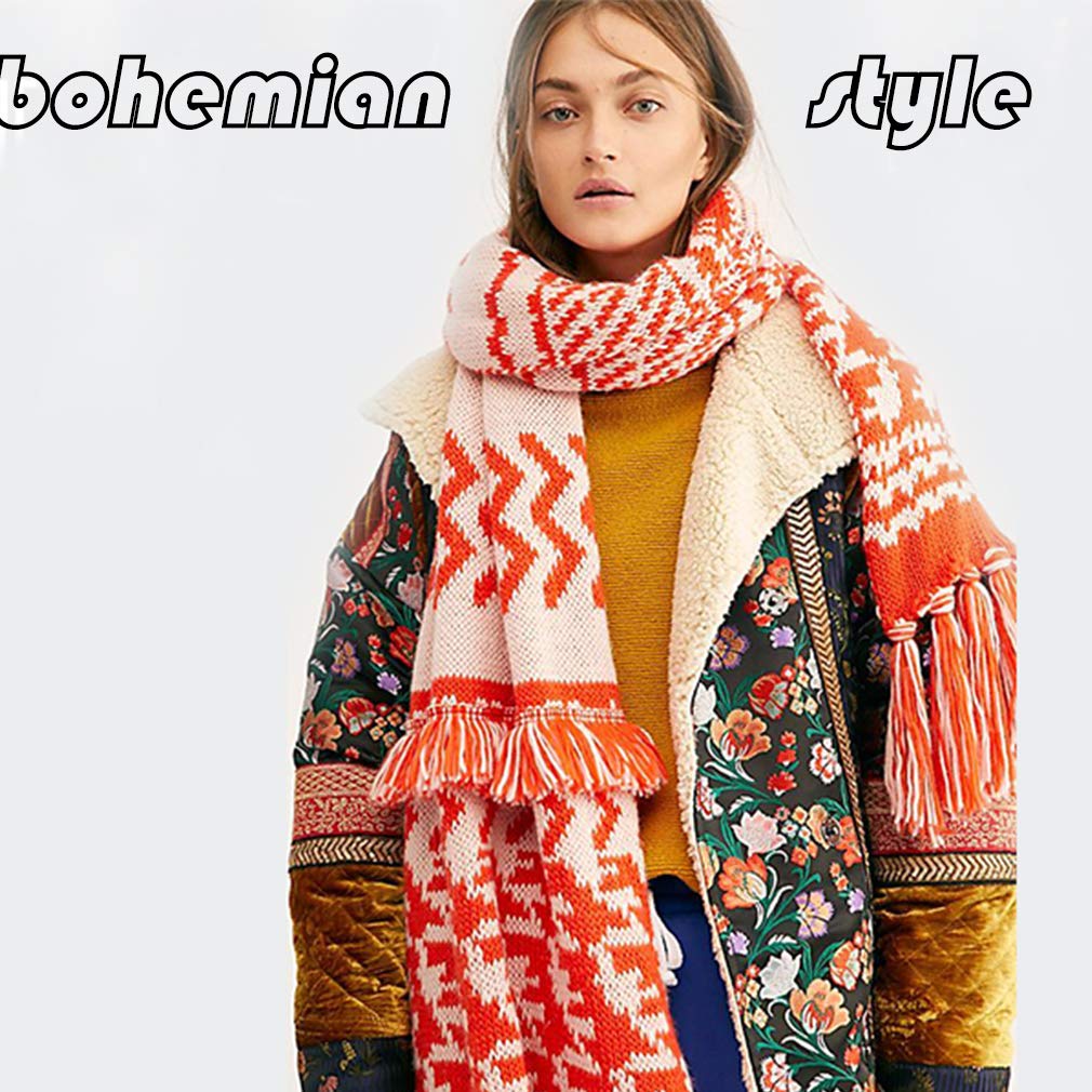 Boho Scarf for Women - Lightweight Floral Printed Shawl with Fringe | Soft Fashion Scarf for Fall & Winter | Perfect for Layering, Outdoor Activities & Gift Giving