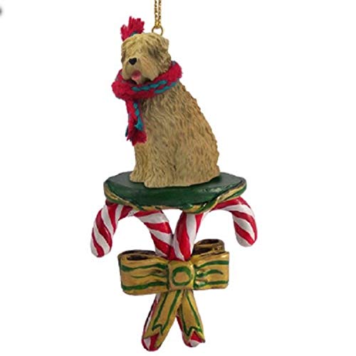 Soft Coated Wheaten Terrier Dog Candy Cane Christmas Ornament - New Resin Miniature Figurine DCC98 - Perfect for Holiday Tree Decor & Pet Lover Gifts