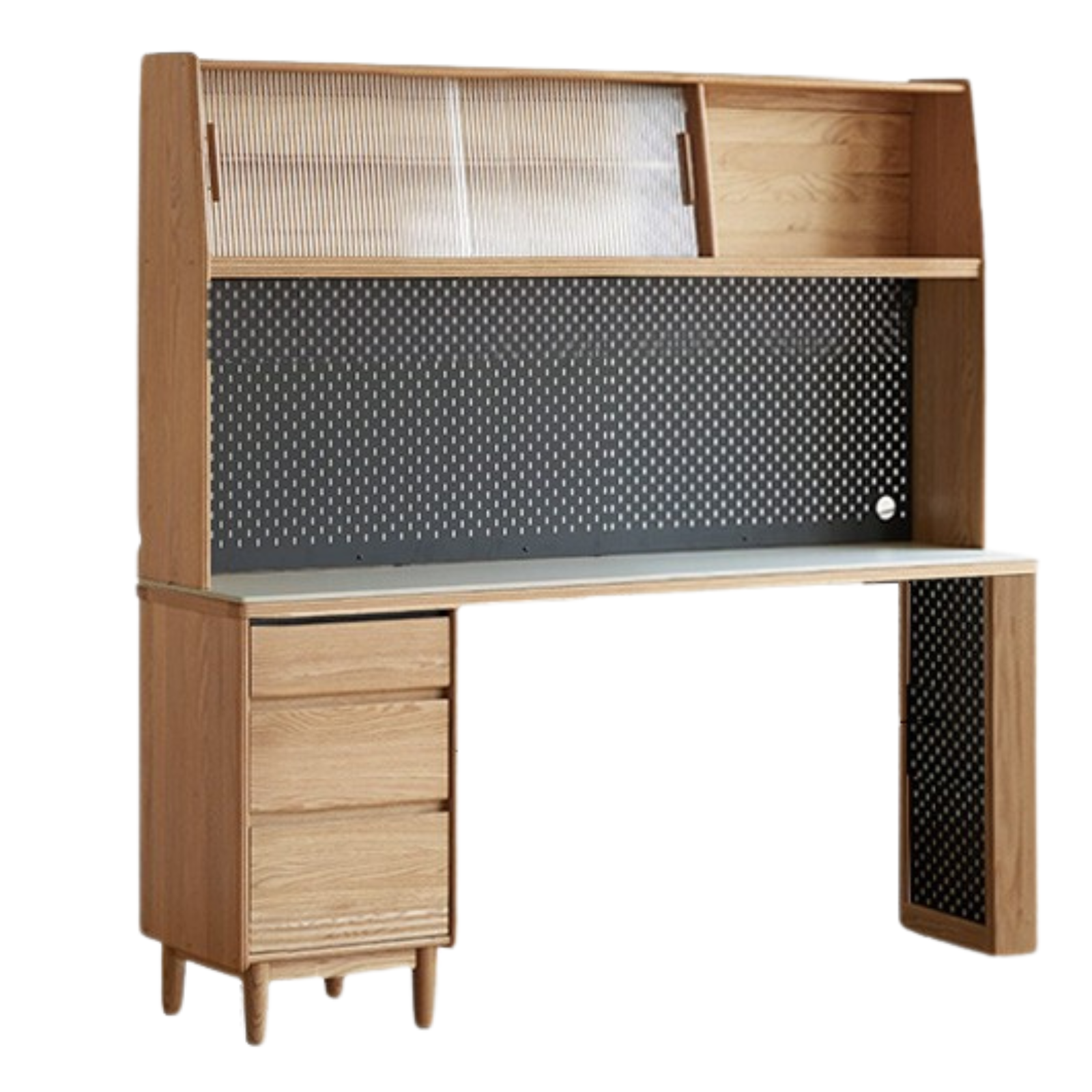Solid Oak and Ash Wood Modern Rock Board Sideboard - Stylish Storage for Living Room, Dining Room, or Entryway