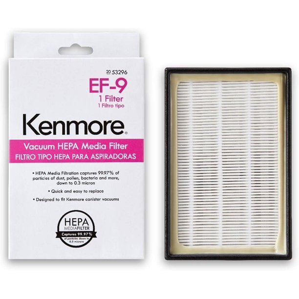 Kenmore 53296 EF 9 HEPA Replacement Filter - Compatible with Bagged Upright & Canister Vacuums - High Efficiency Air Purification for Cleaner Home & Allergy Relief - Perfect for Pet Hair, Dust & Allergen Removal