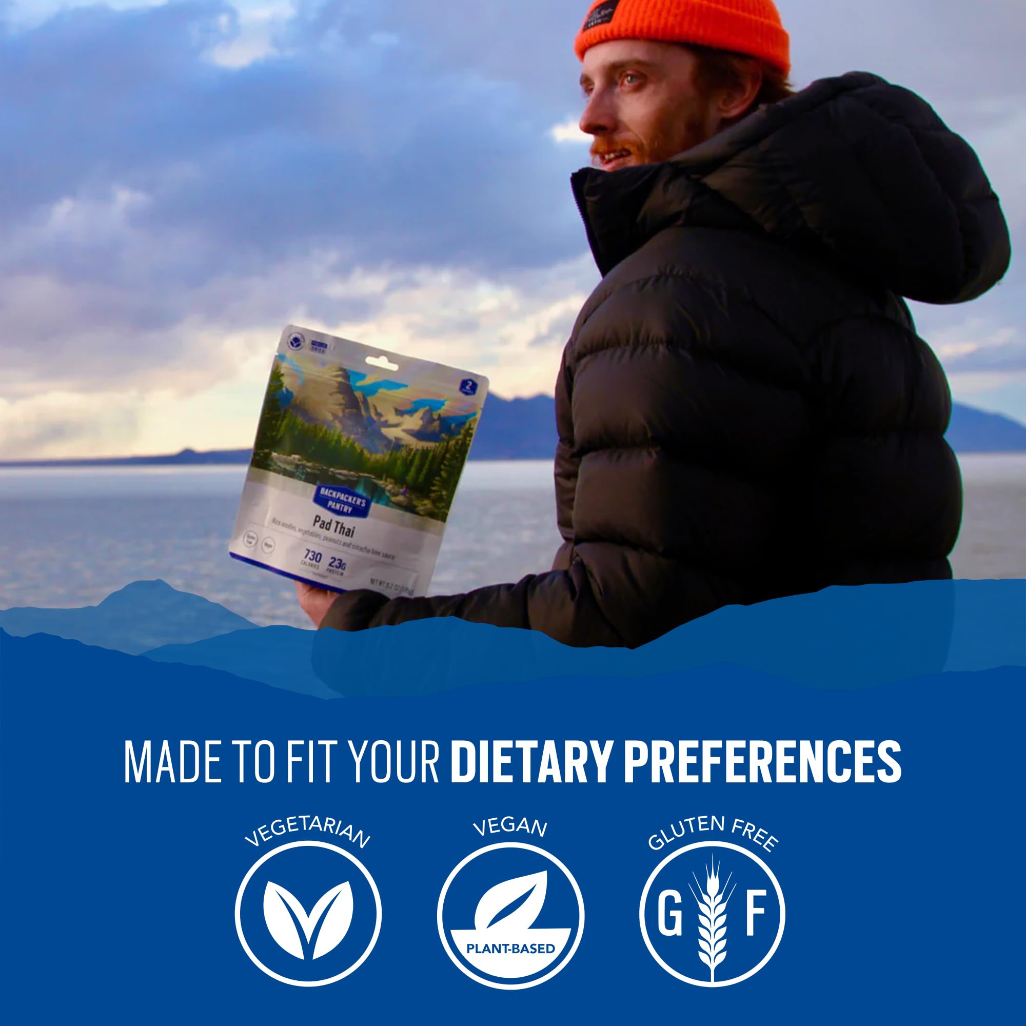 Backpacker's Pantry Pad Thai - Freeze Dried Camping & Backpacking Meal - High Protein Vegan Gluten-Free Emergency Food (23g Protein) - Perfect for Hiking, Camping Trips & Survival Kits