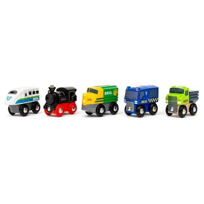 BRIO Mini Trains & Vehicles Set - Wooden Toy Train Collection for Kids - Perfect for Pretend Play, Birthday Gifts & Early Learning Development