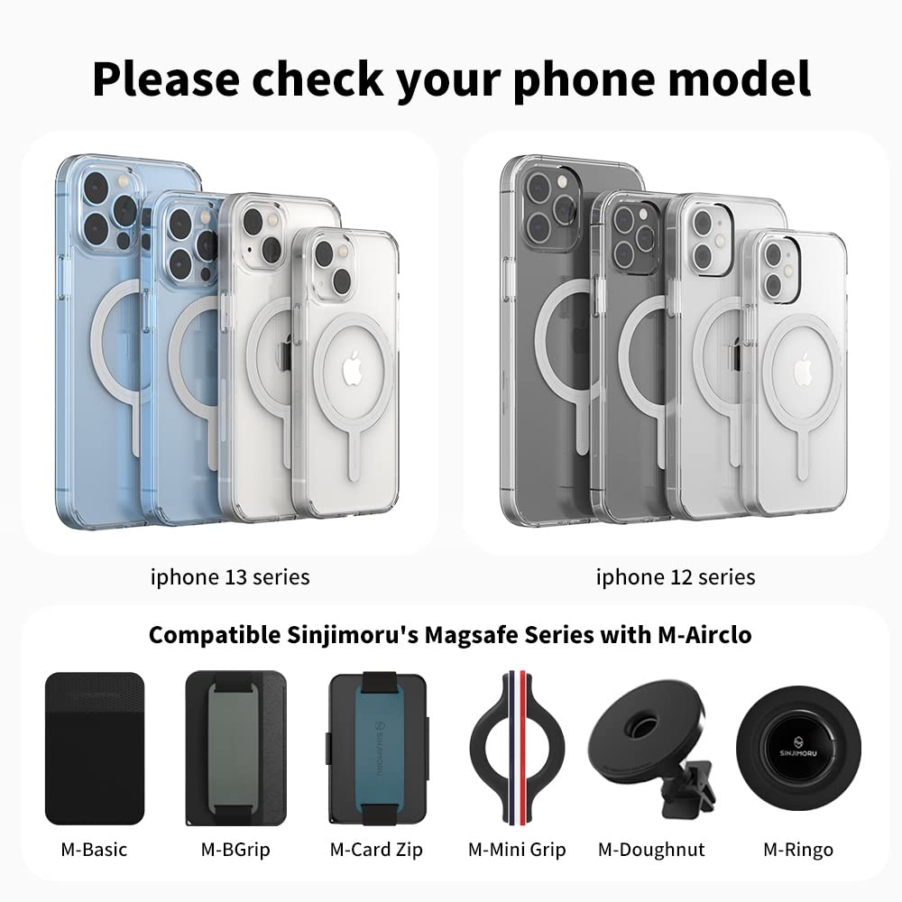 Sinjimoru Clear iPhone 13 Pro Case with MagSafe Compatibility | Anti-Yellowing UV Coating | Shockproof PC & TPU Design | 1500G Strong M-Airclo Magnet | Perfect for Everyday Protection & Wireless Charging